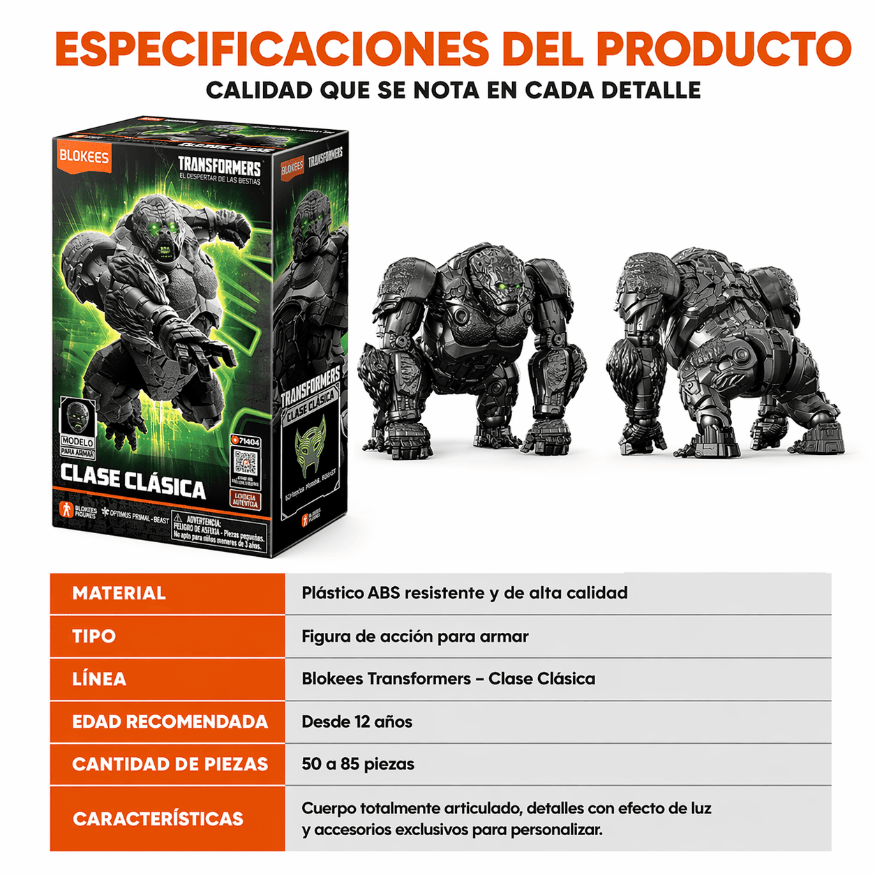 FIGURA ACCION BLOKEES OPTIMUS PRIMAL BEAST CLASSIC CLASS 04 TRANSFORMERS - 5