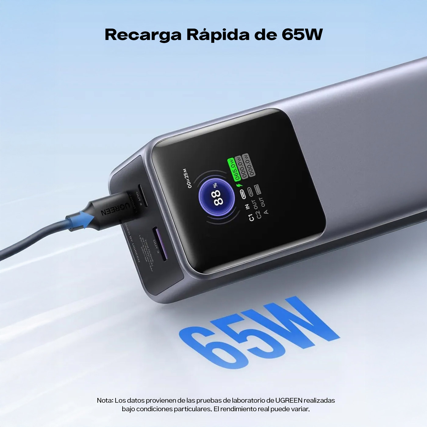 POWER BANK UGREEN NEXODE 20000MAH 130W PANTALLA TFT 3 PUERTOS - 6
