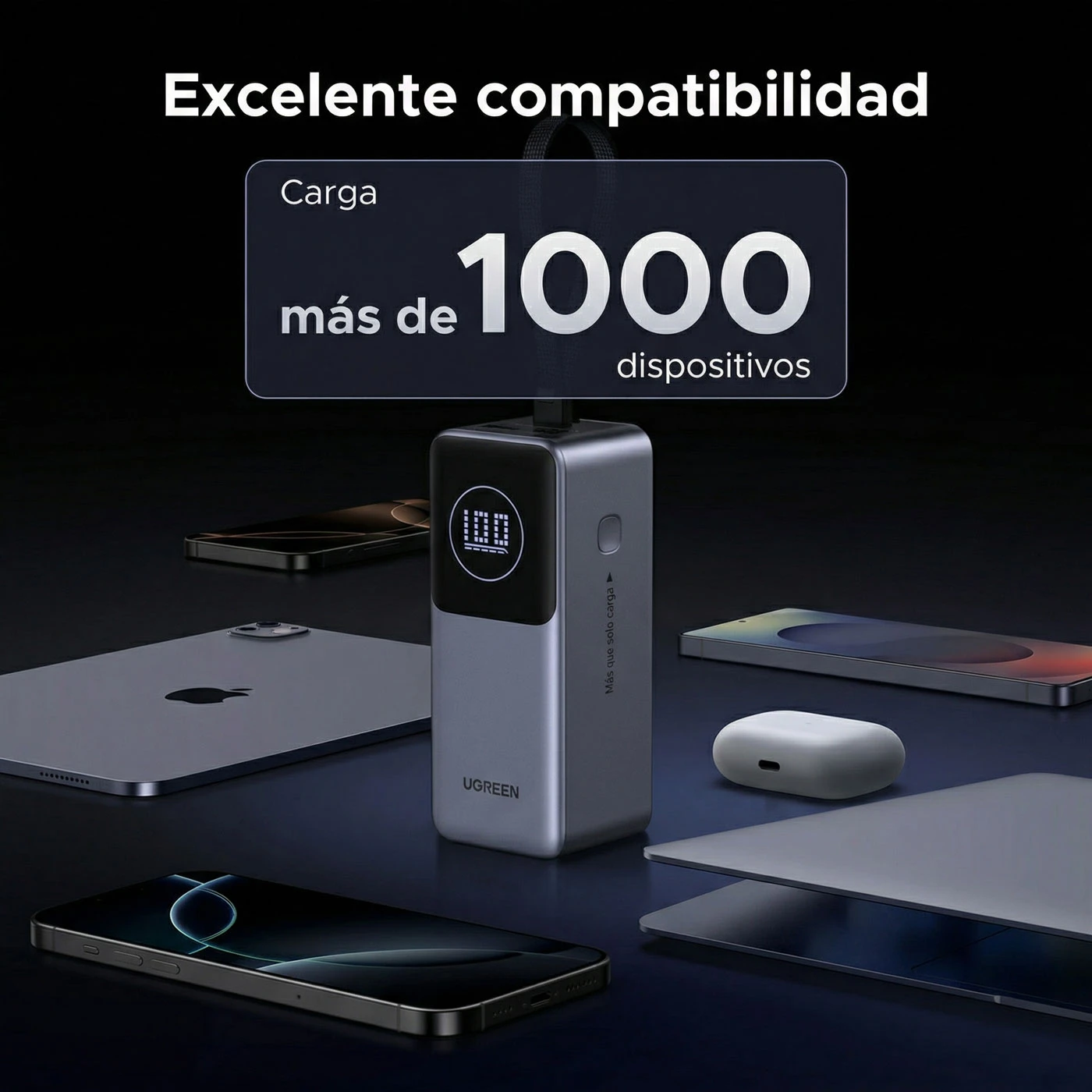 POWER BANK UGREEN NEXODE 20000MAH 130W CABLE INTEGRADO USB-C GRIS - 7