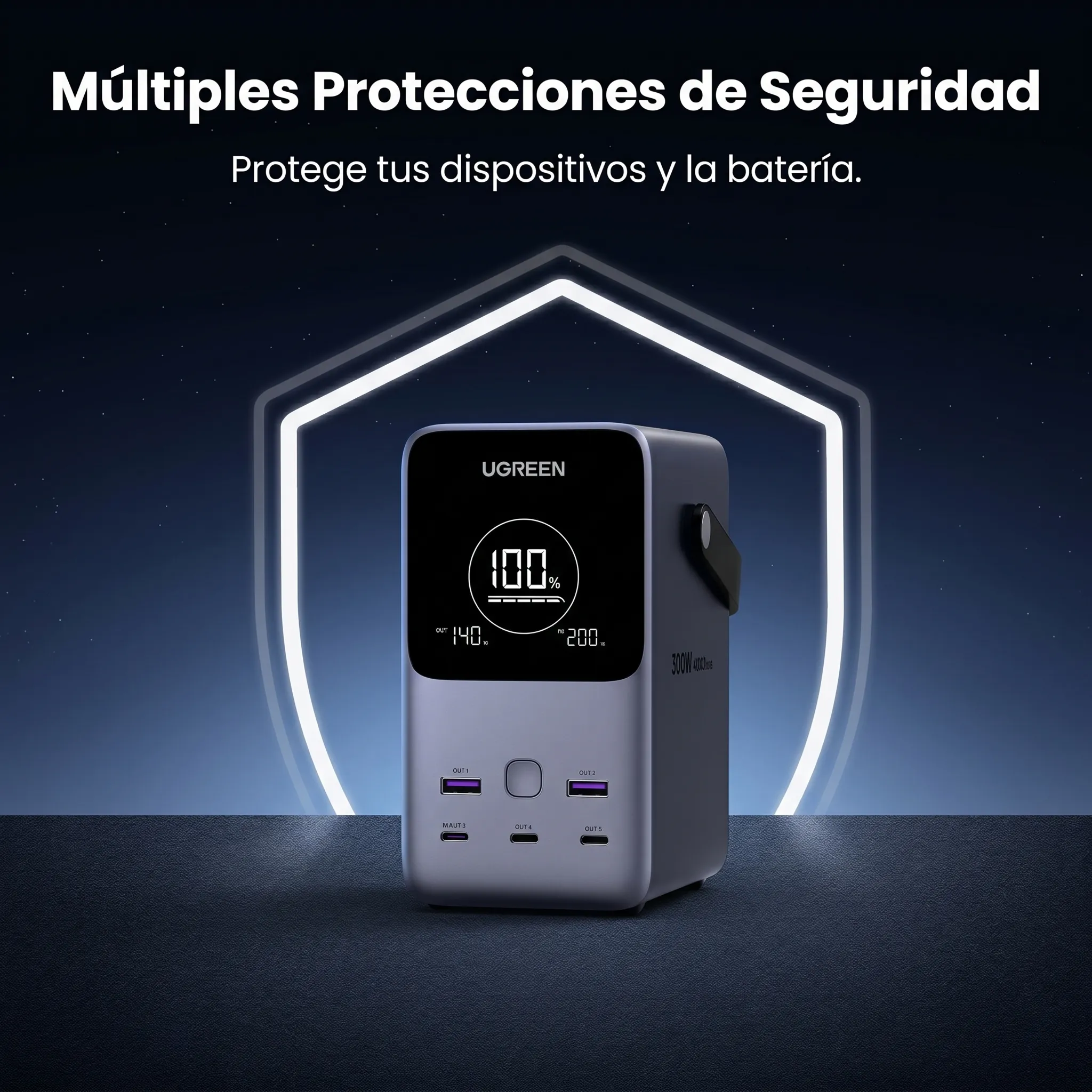 POWER BANK UGREEN 48000MAH 300W PARA LAPTOP 5 PUERTOS - 6