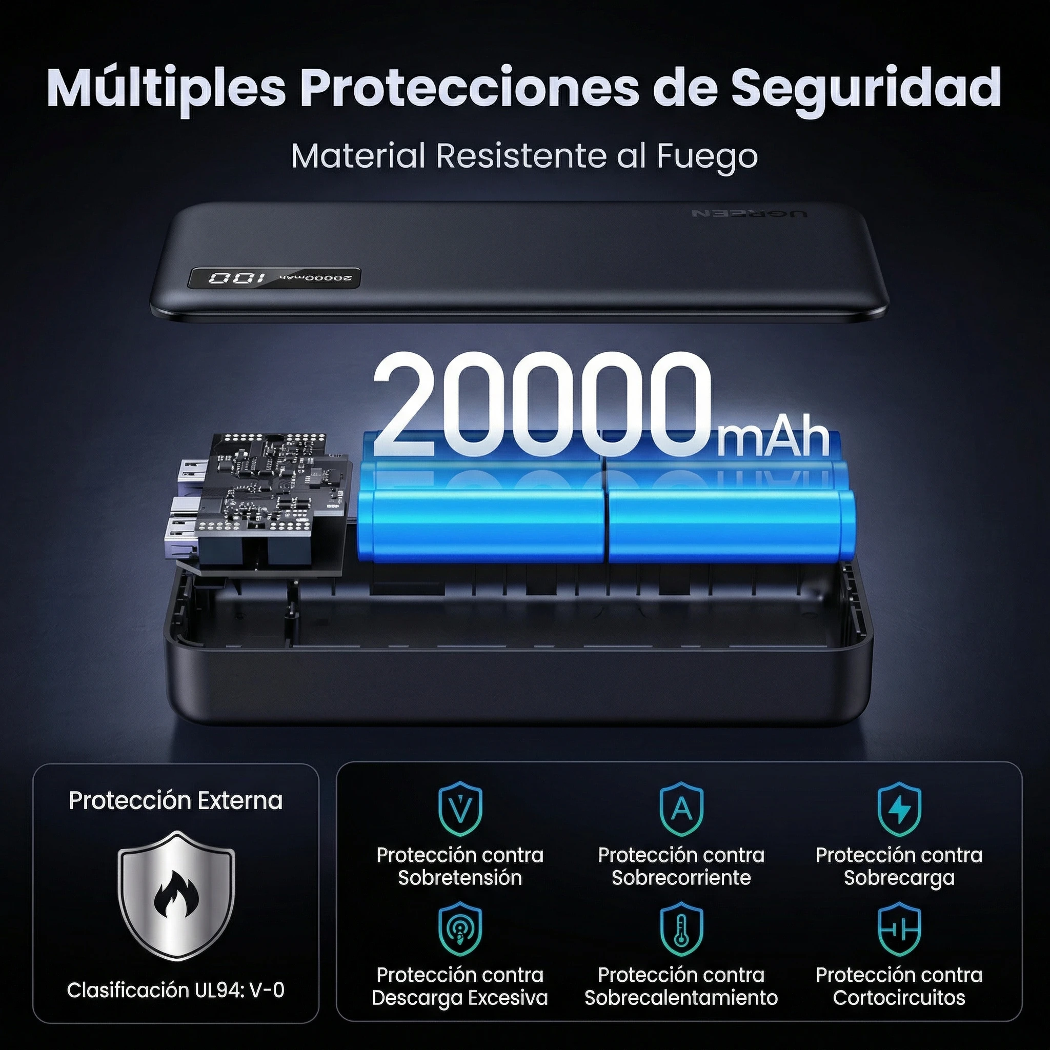 POWER BANK UGREEN 20000 MAH 22.55W CARGA RÁPIDA - 4