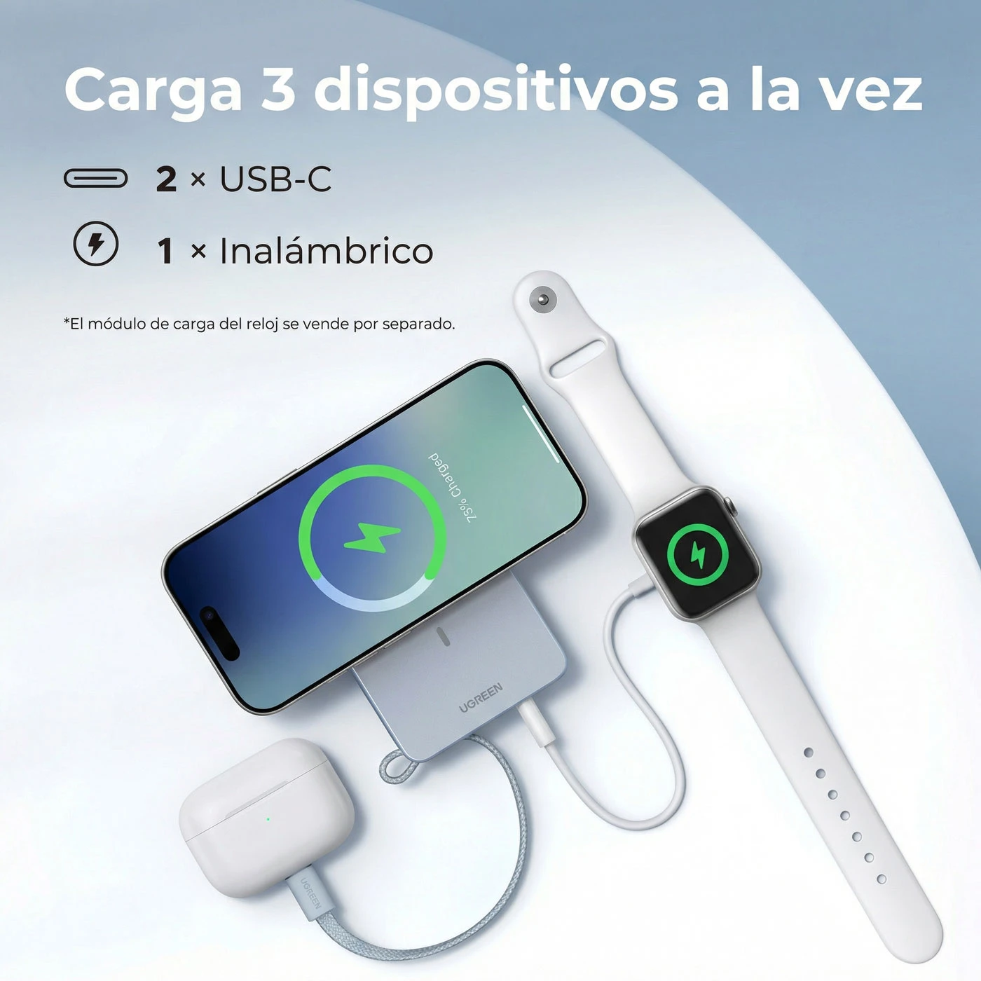 POWER BANK MAGNETICO UGREEN 10000MAH 25W CELESTE - 5