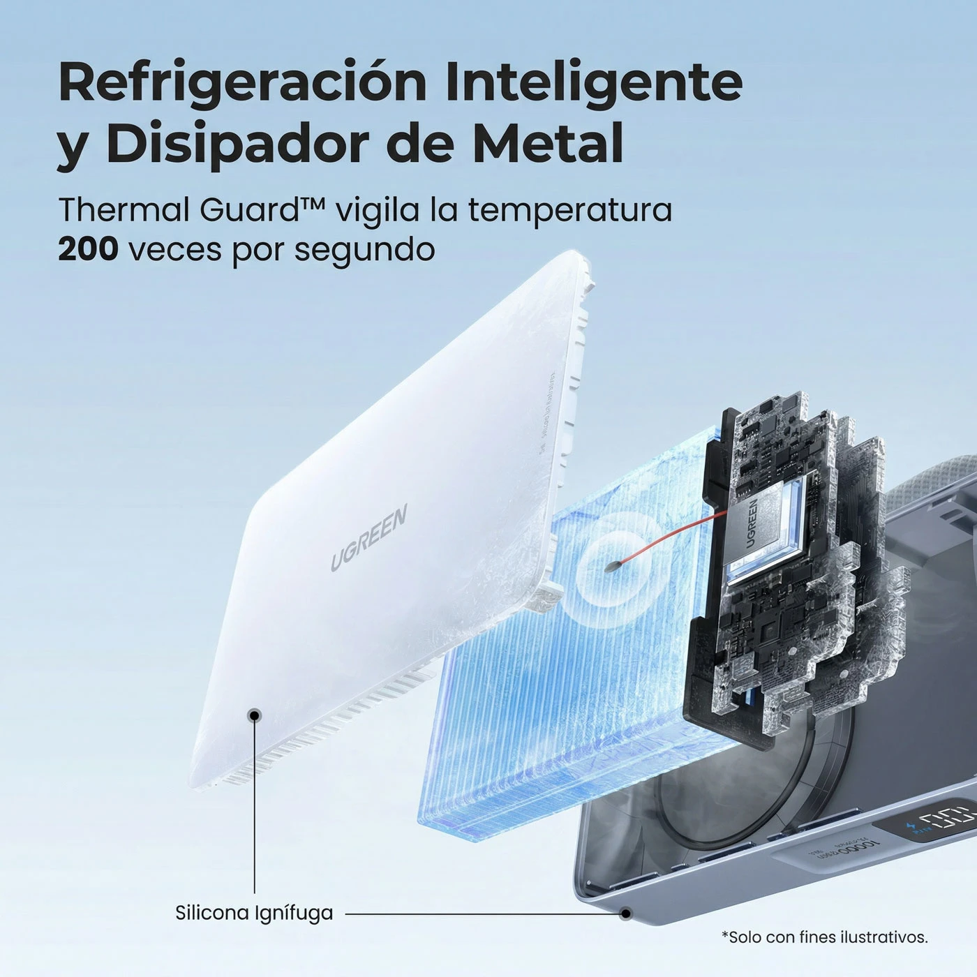 POWER BANK MAGNETICO UGREEN 10000MAH 25W CELESTE - 8