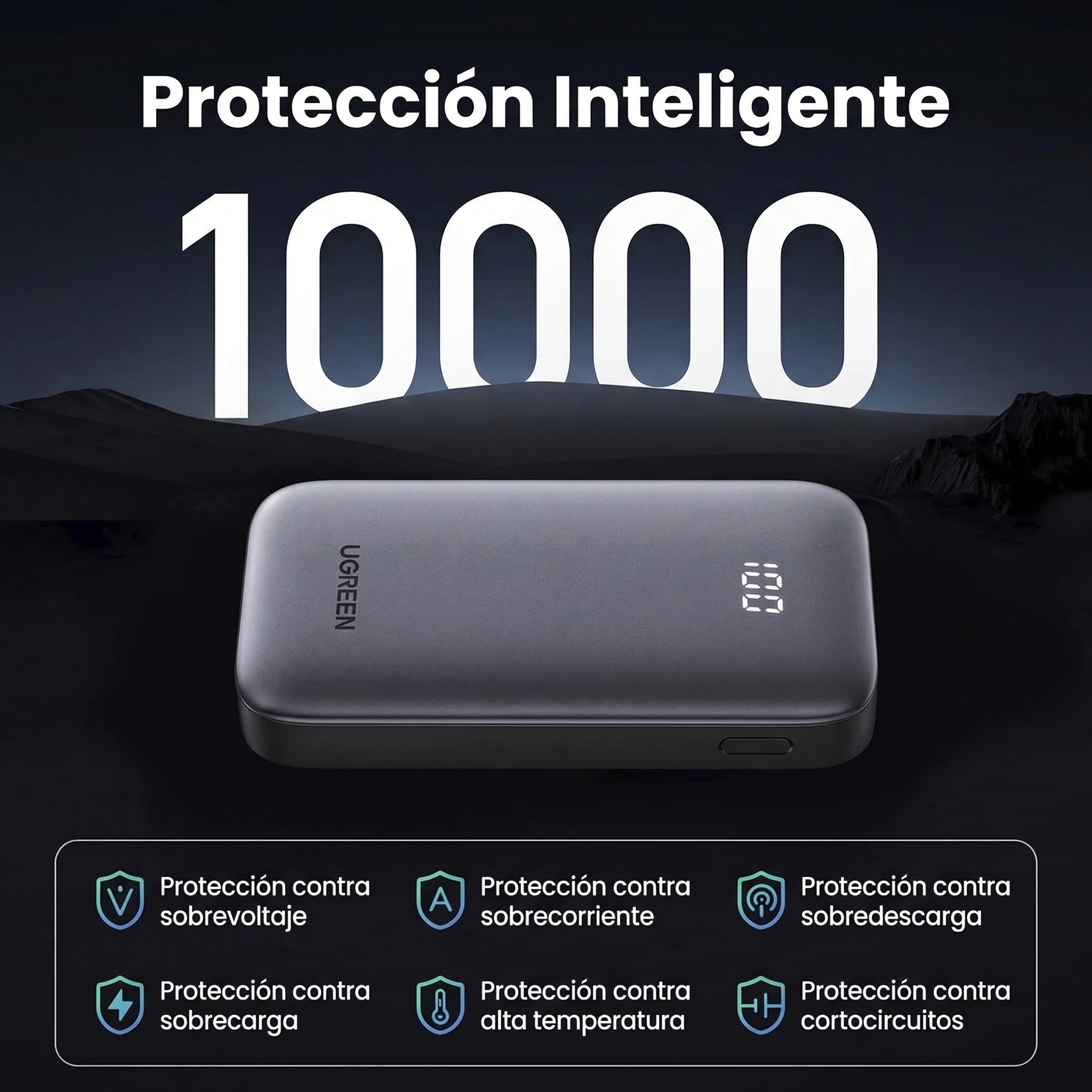 POWER BANK UGREEN 10000MAH 30W CABLE USB-C PANTALLA DIGITAL - 3