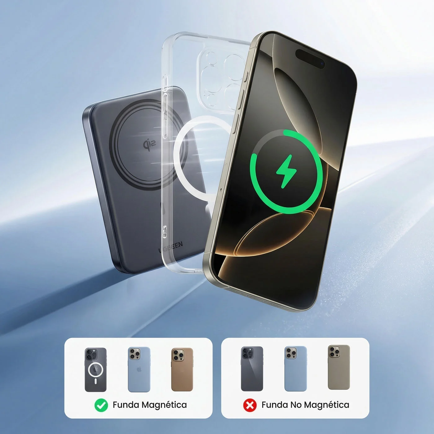 POWER BANK MAGNÉTICO UGREEN 10000MAH QI2 15W USB-C 30W - 4