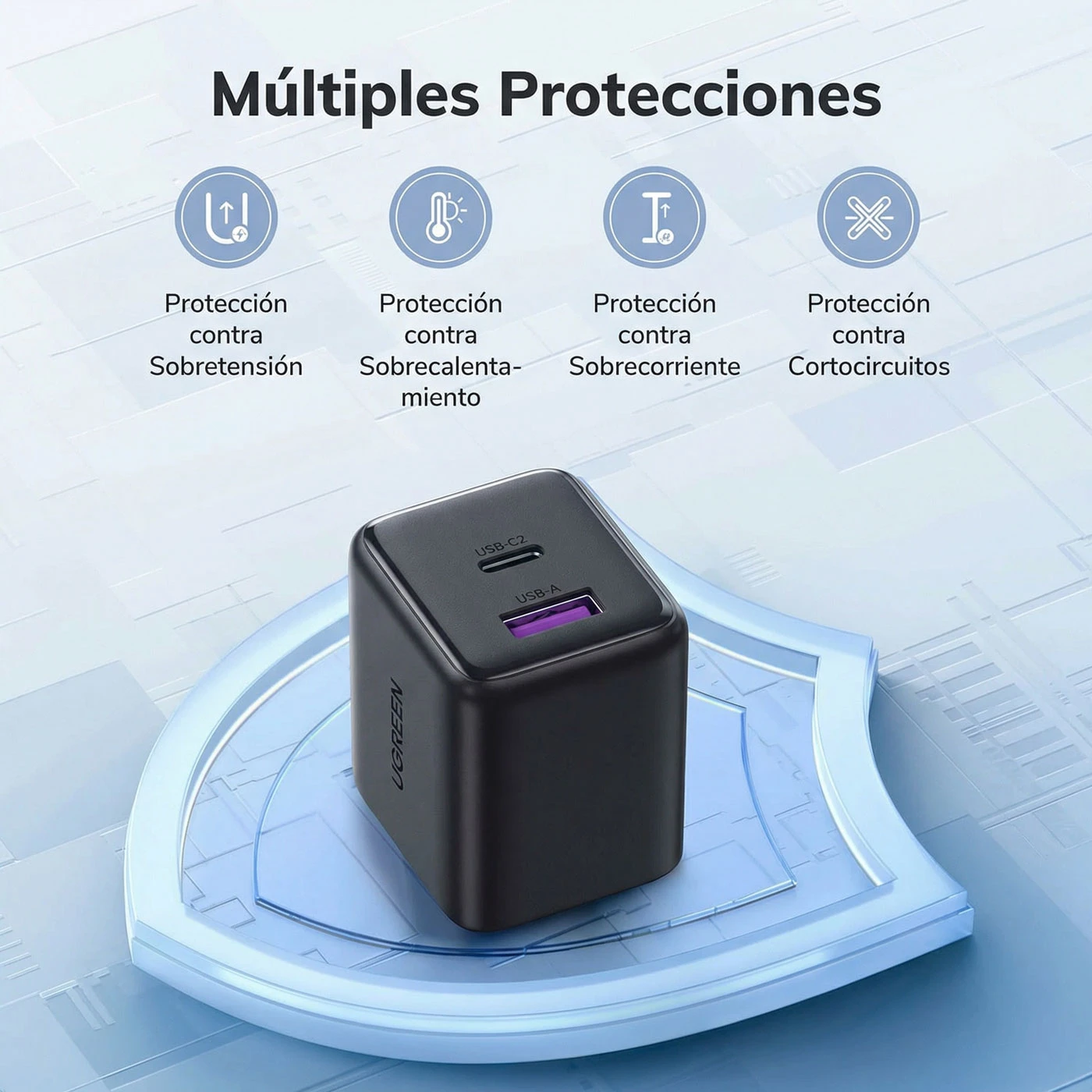 CARGADOR UGREEN 30W GAN 2 PUERTOS 65025 - 4