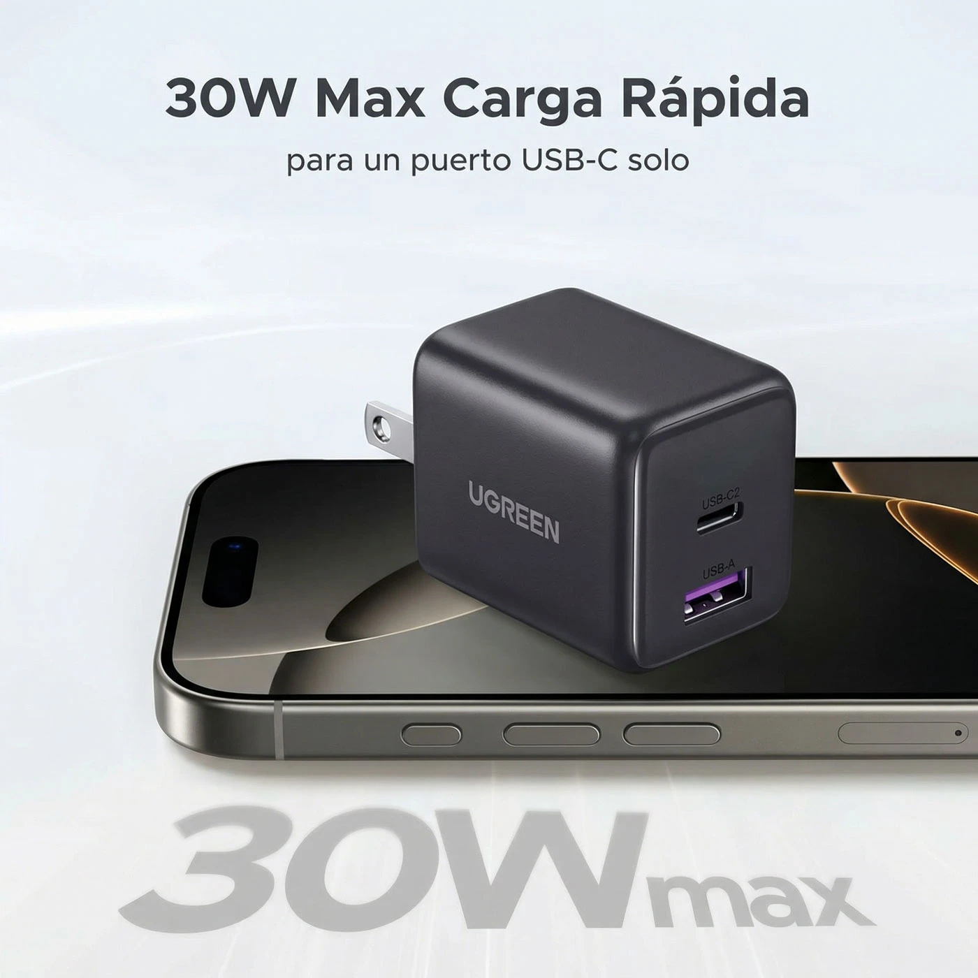 CARGADOR UGREEN 30W GAN 2 PUERTOS 65025 - 5