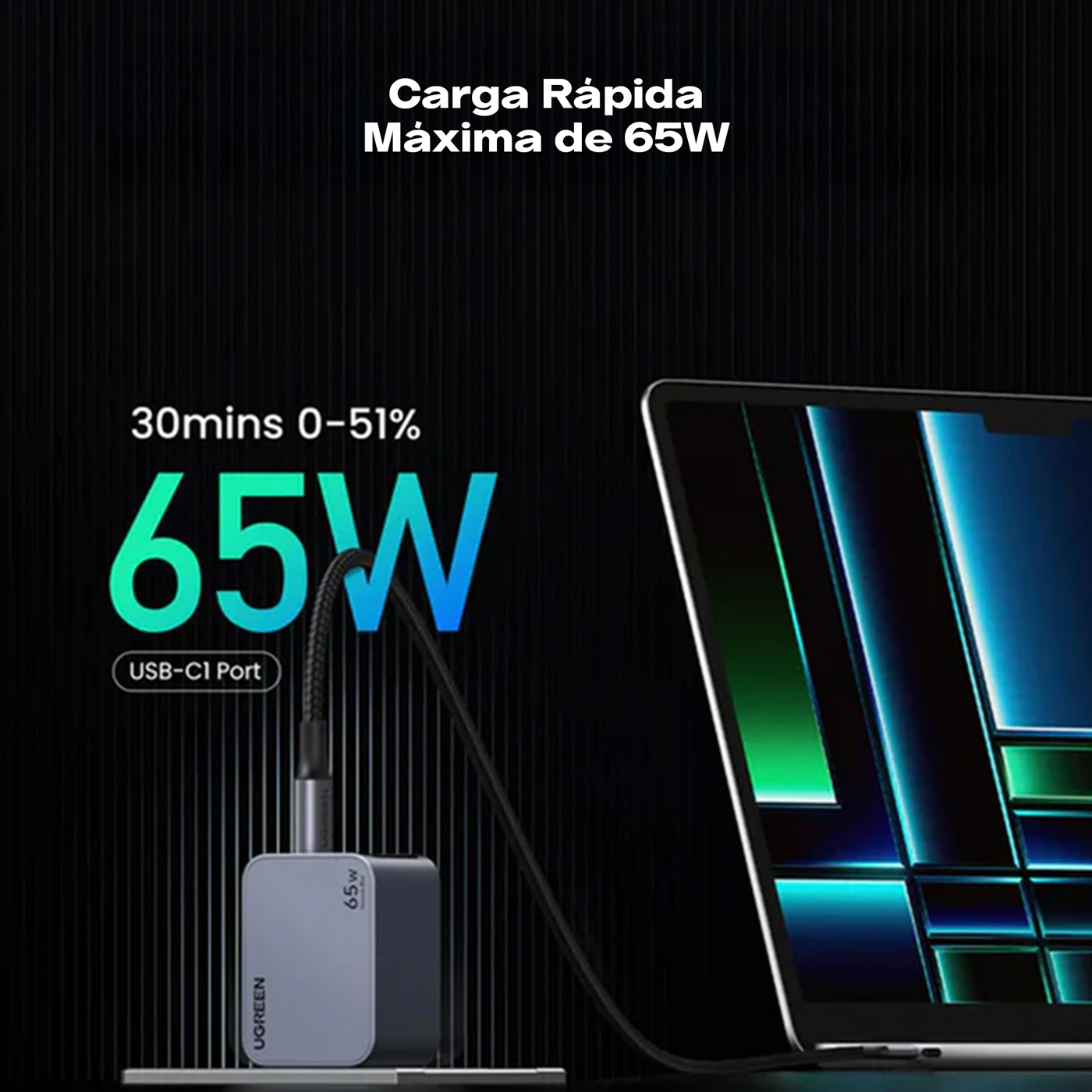 UGREEN NEXODE PRO 65W GAN 3 PUERTOS 25870 - 4