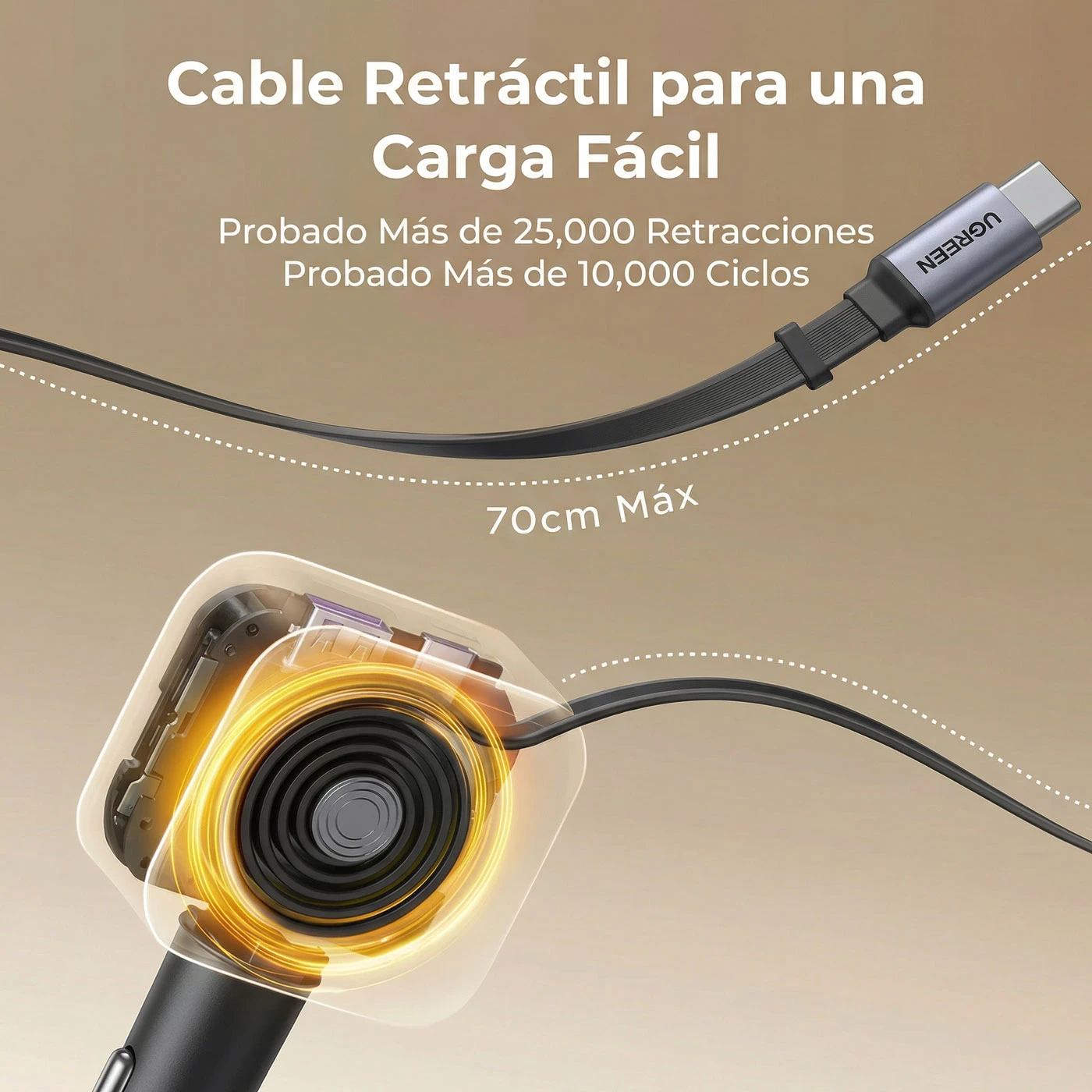 CARGADOR UGREEN NEXODE PARA AUTO 90W CON CABLE INCLUIDO 55909B - 3