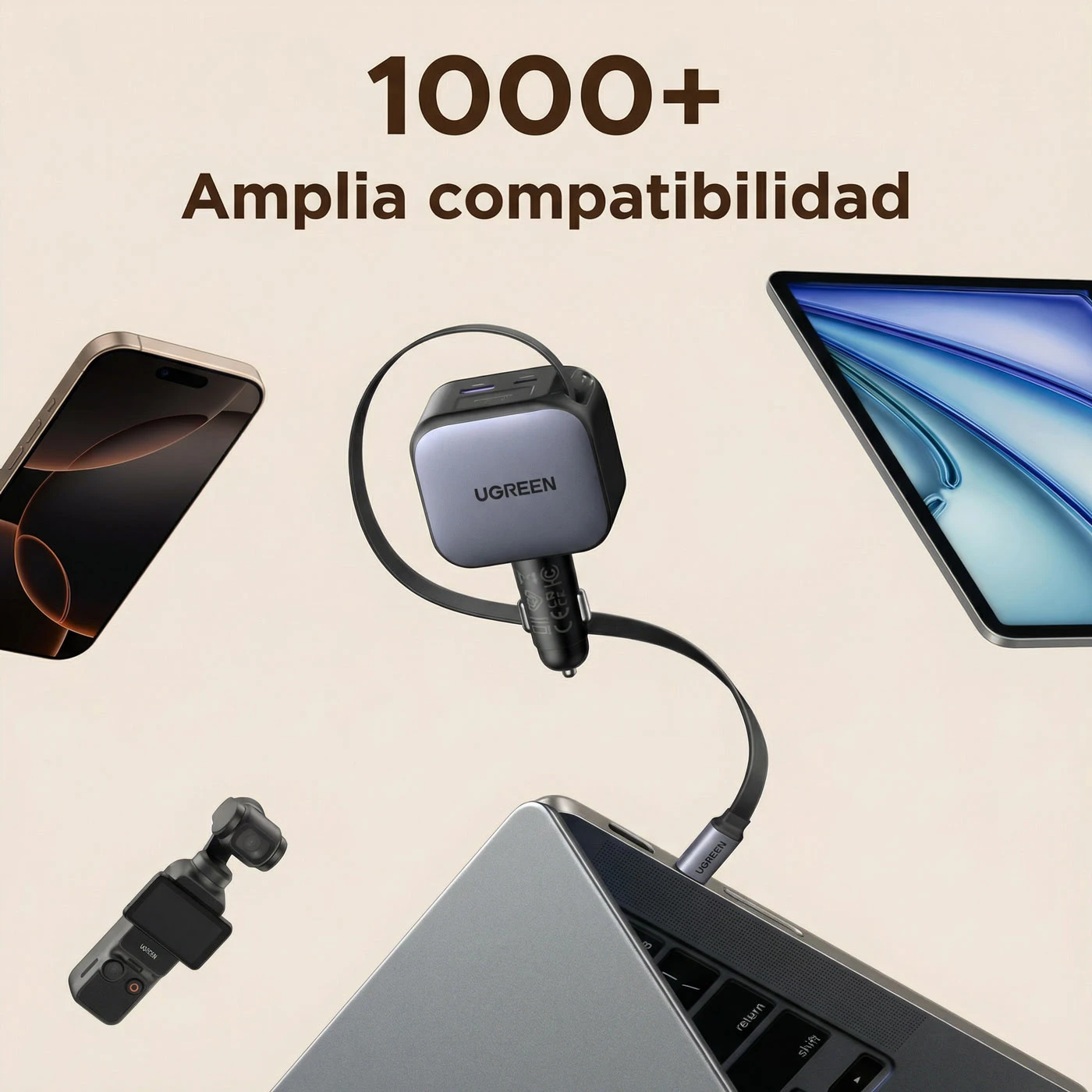 CARGADOR UGREEN NEXODE PARA AUTO 90W CON CABLE INCLUIDO 55909B - 7