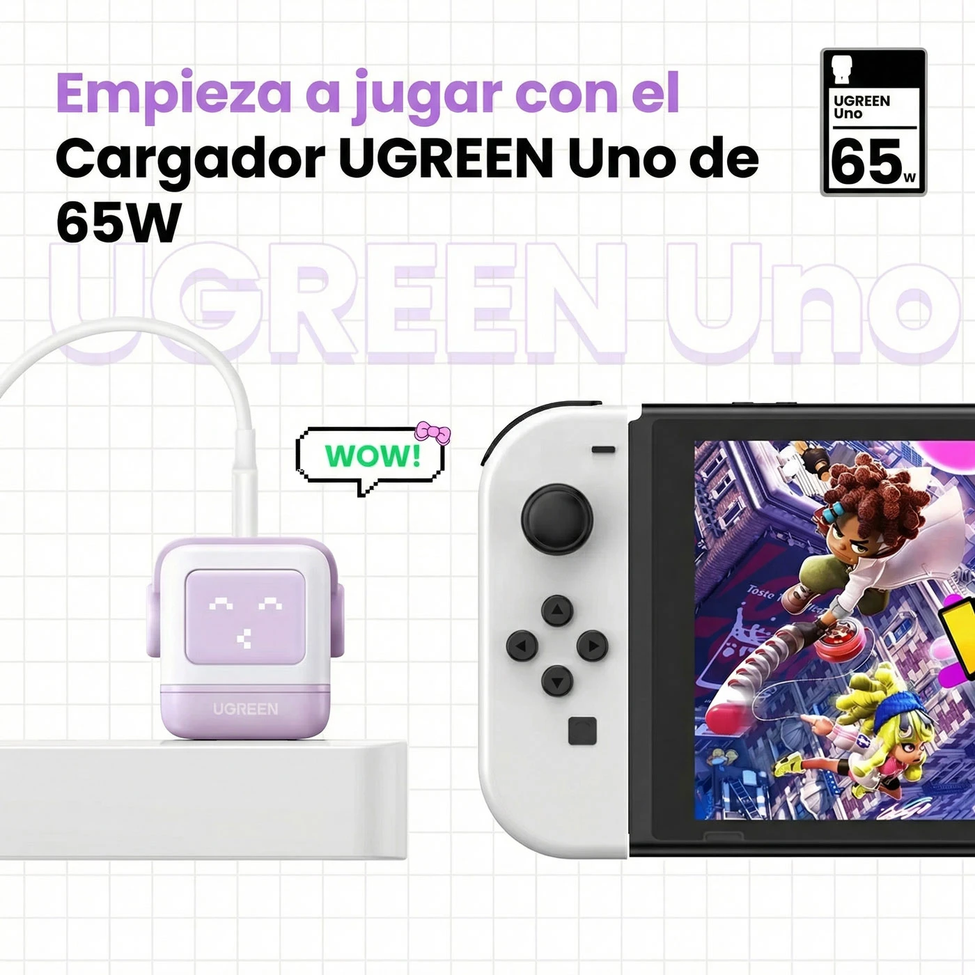 CARGADOR UGREEN UNO ROBOT GAN 65W USB-C PURPLE 35314 - 2