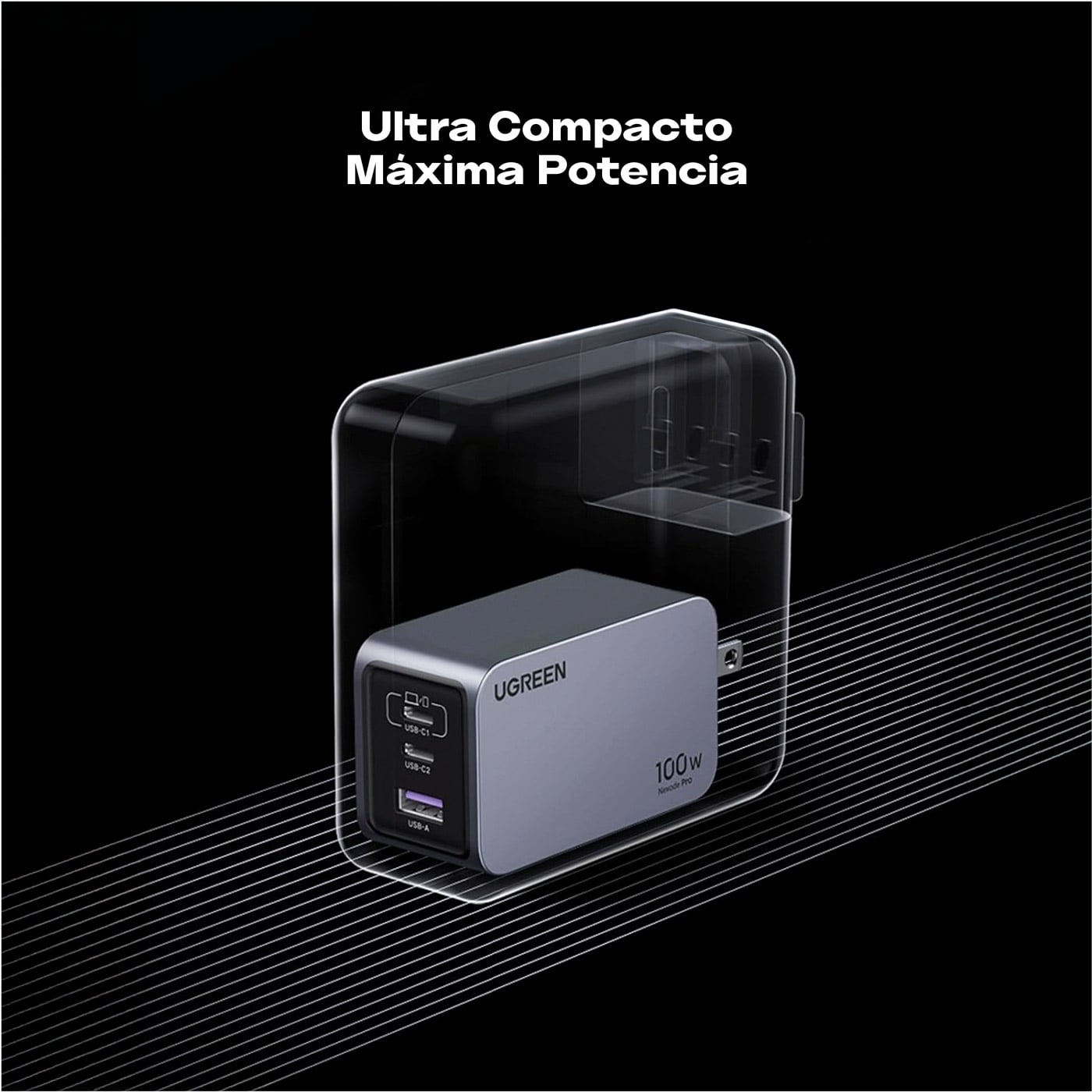 CARGADOR UGREEN NEXODE 100W GAN CON CABLE 25873 - 9