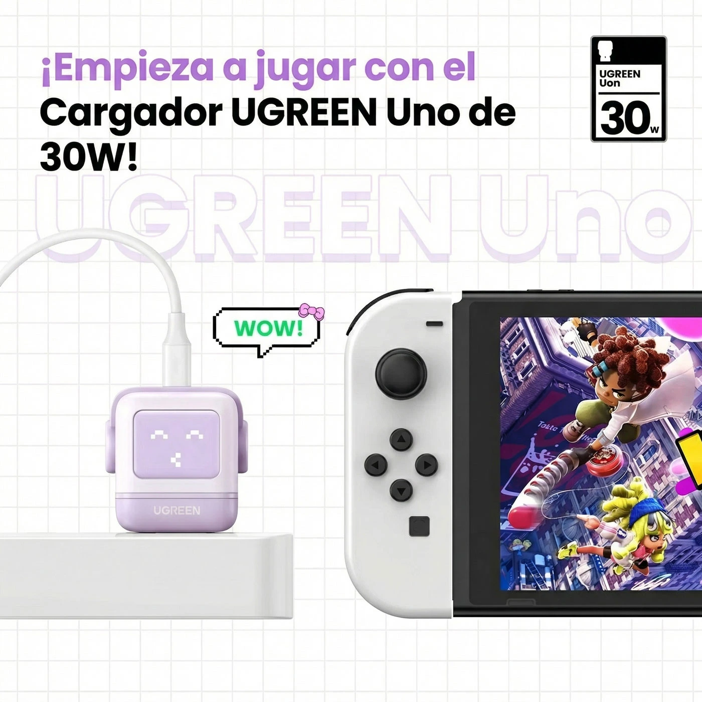 CARGADOR UGREEN UNO ROBOT GAN 30W USB-C - PURPLE 25036 - 2