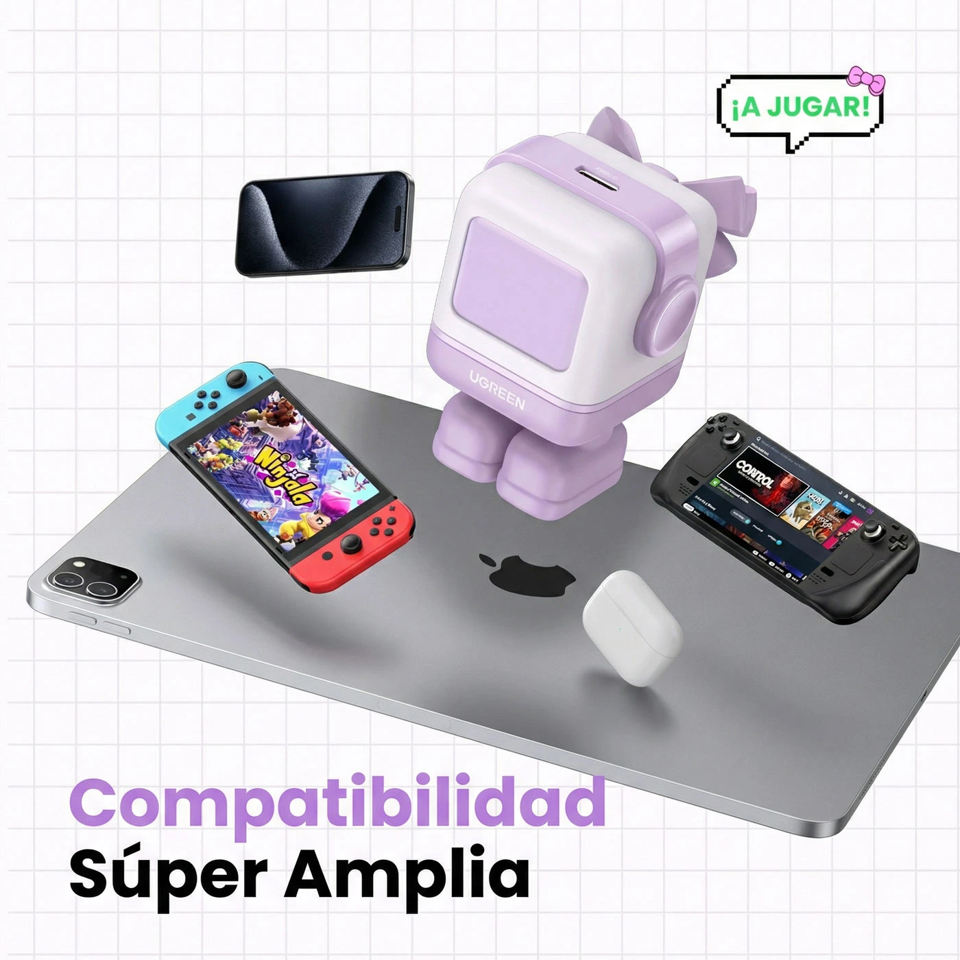 CARGADOR UGREEN UNO ROBOT GAN 30W USB-C - PURPLE 25036 - 5