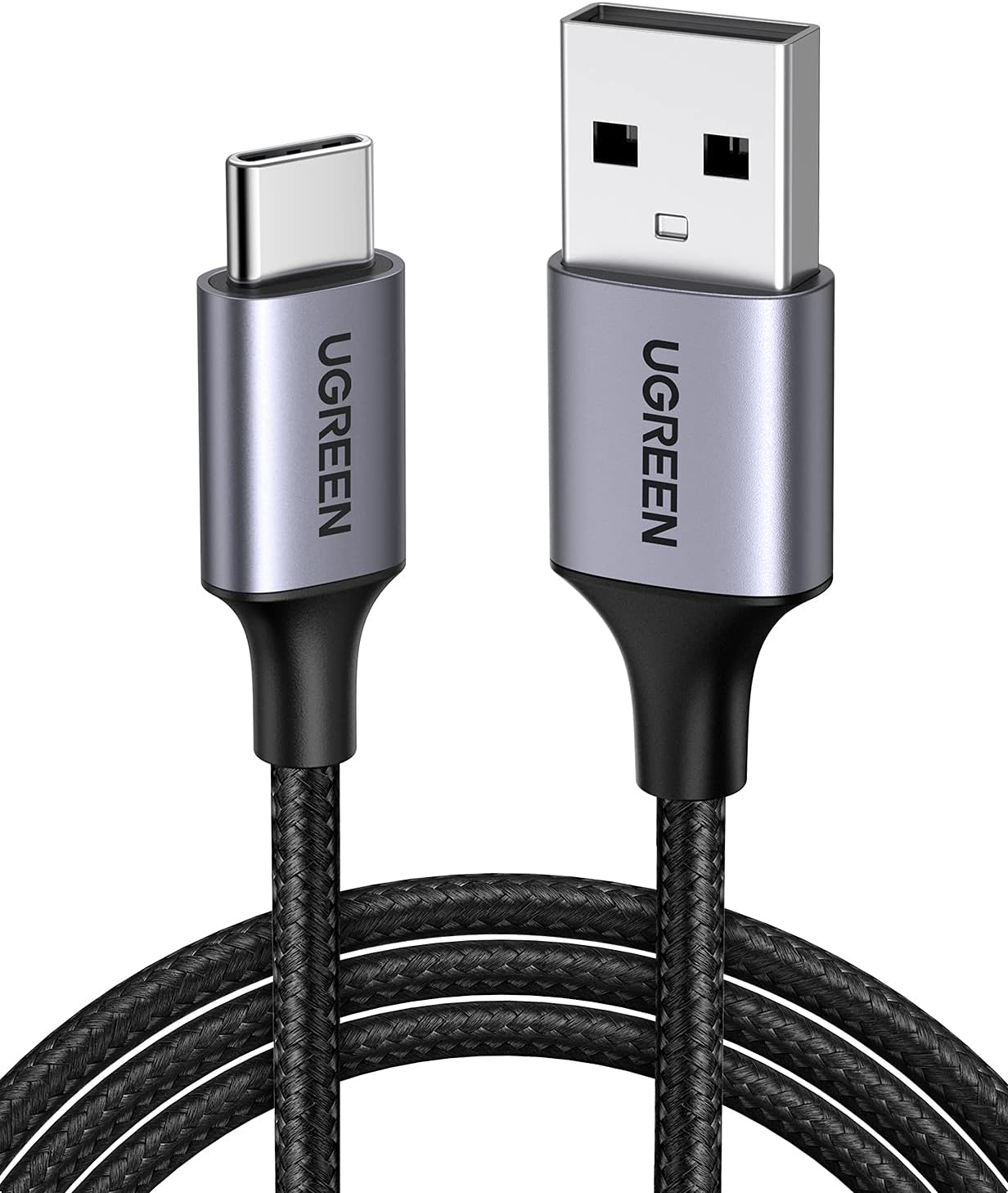 CABLE UGREEN USB-A A USB-C 2M 18W TRENZADO NEGRO - 1