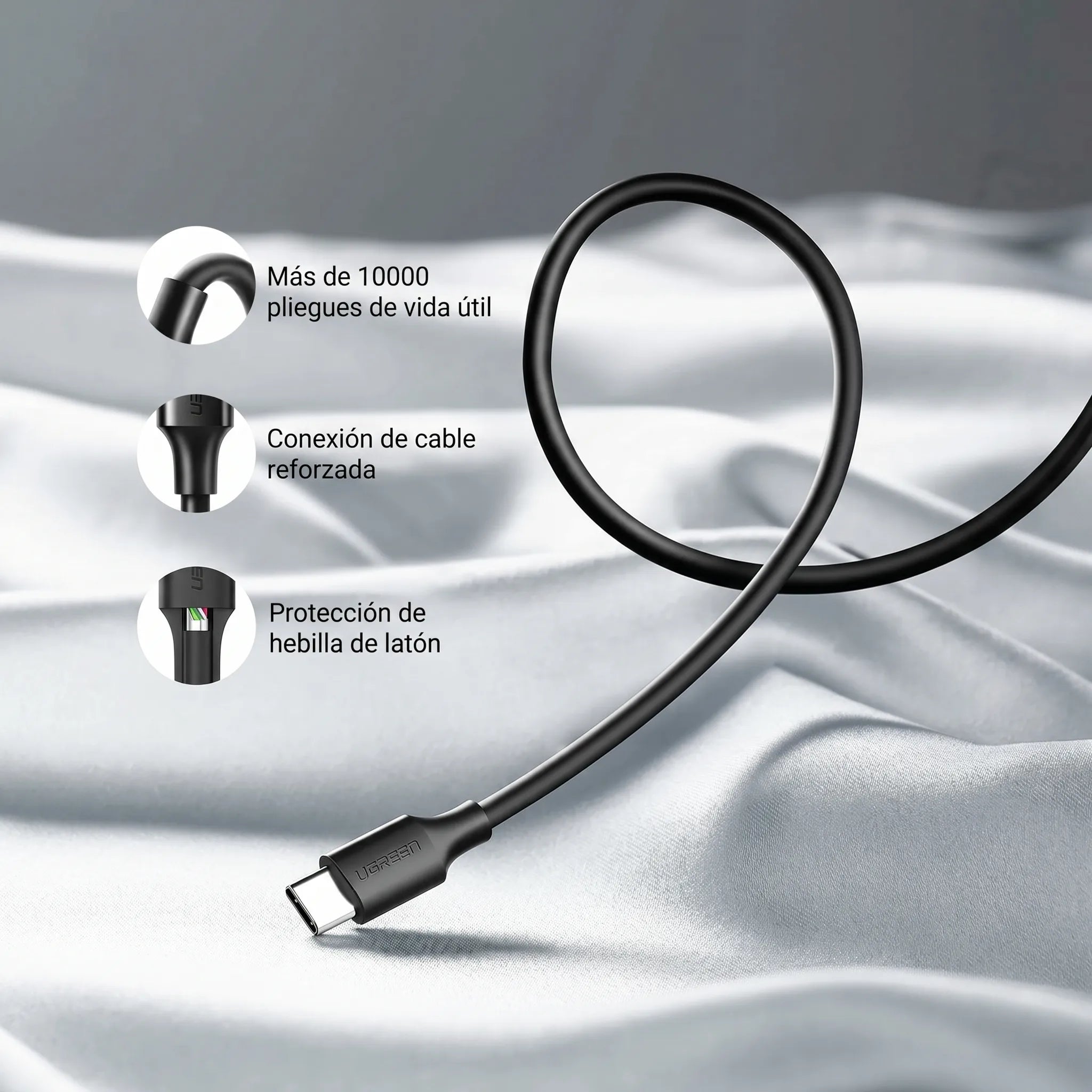 UGREEN CABLE USB-A A USB-C 1M 3A QC3.0 PARA CARGA Y DATOS - 5