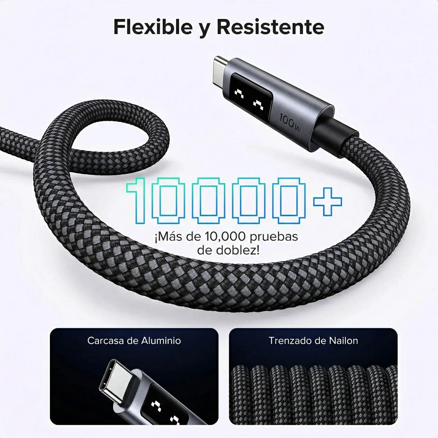 CABLE UGREEN UNO USB-C A USB-C 1M 100W GRIS - 8
