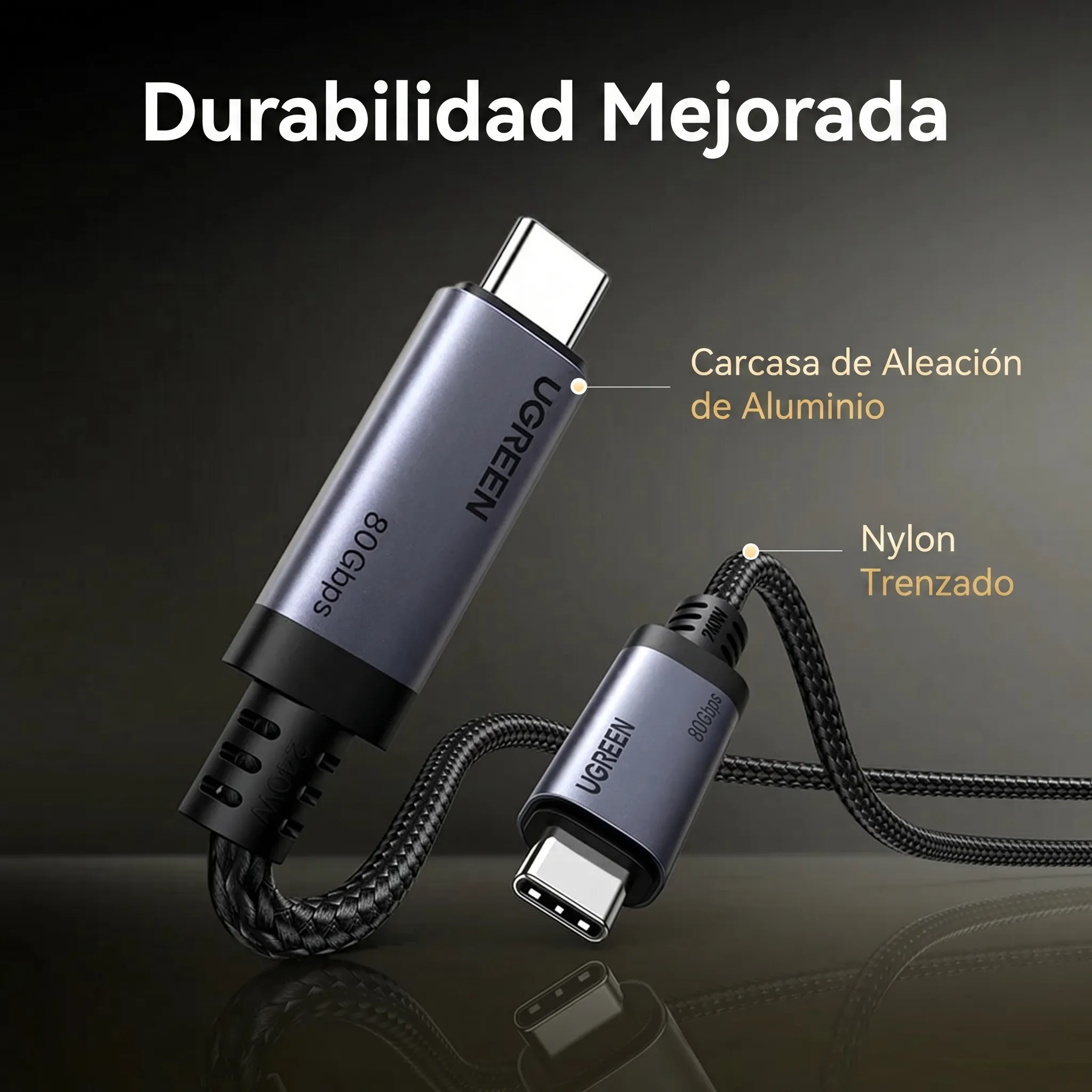 CABLE UGREEN USB4 GEN 4 USB-C 1M 240W 80GBPS VIDEO 16K - 7