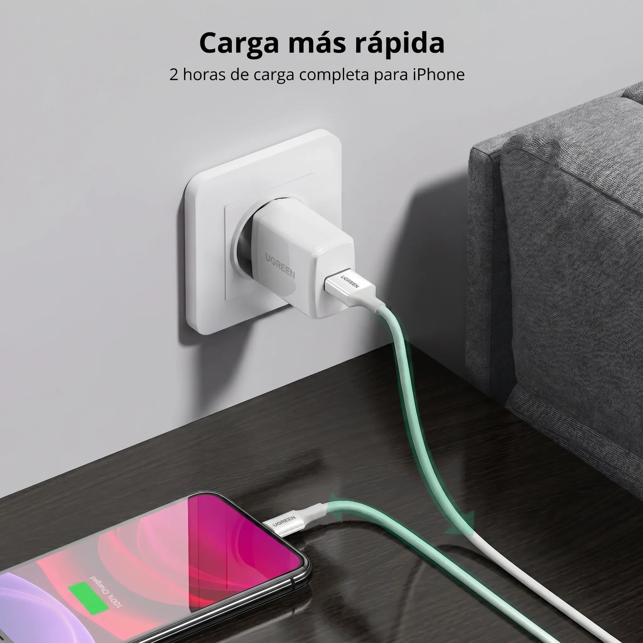 CABLE UGREEN USB-A A LIGHTNING 1M 12W MFI - 3