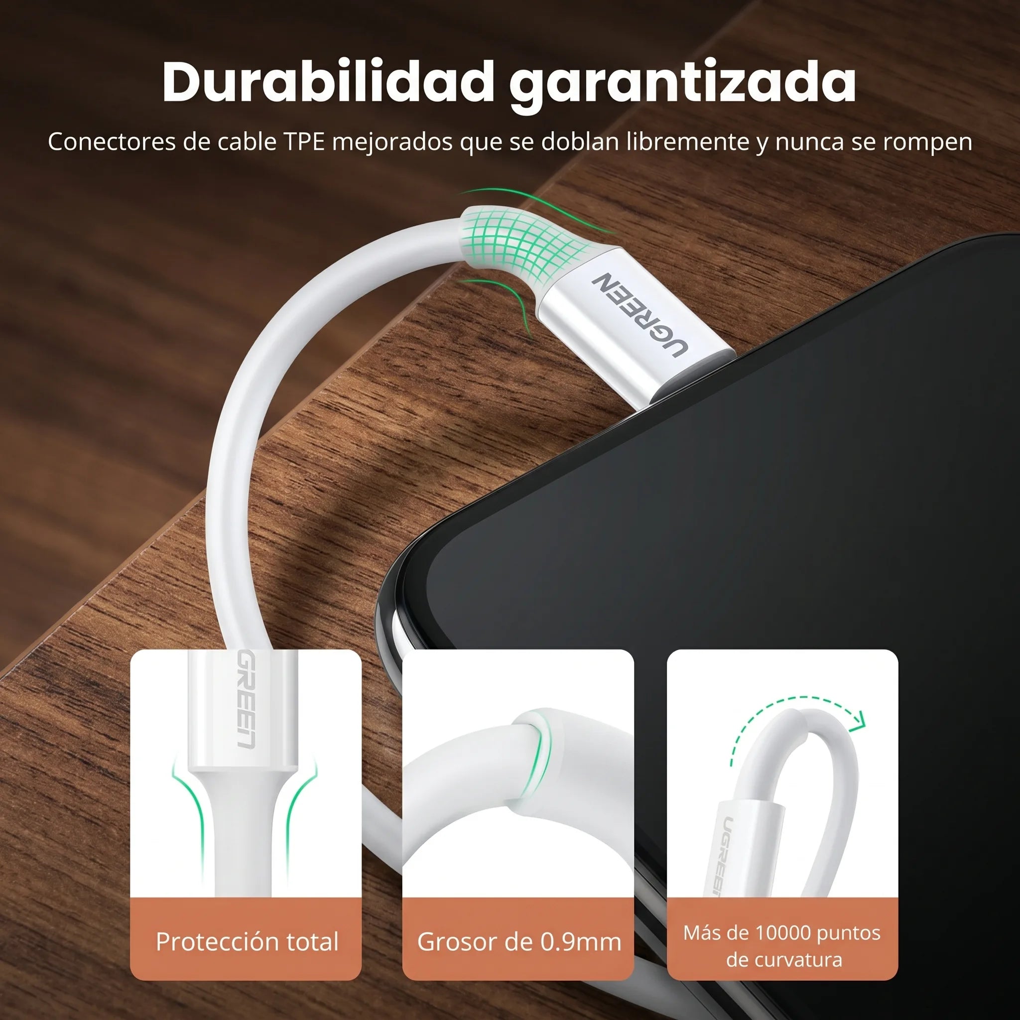 CABLE UGREEN USB-A A LIGHTNING 1M 12W MFI - 5