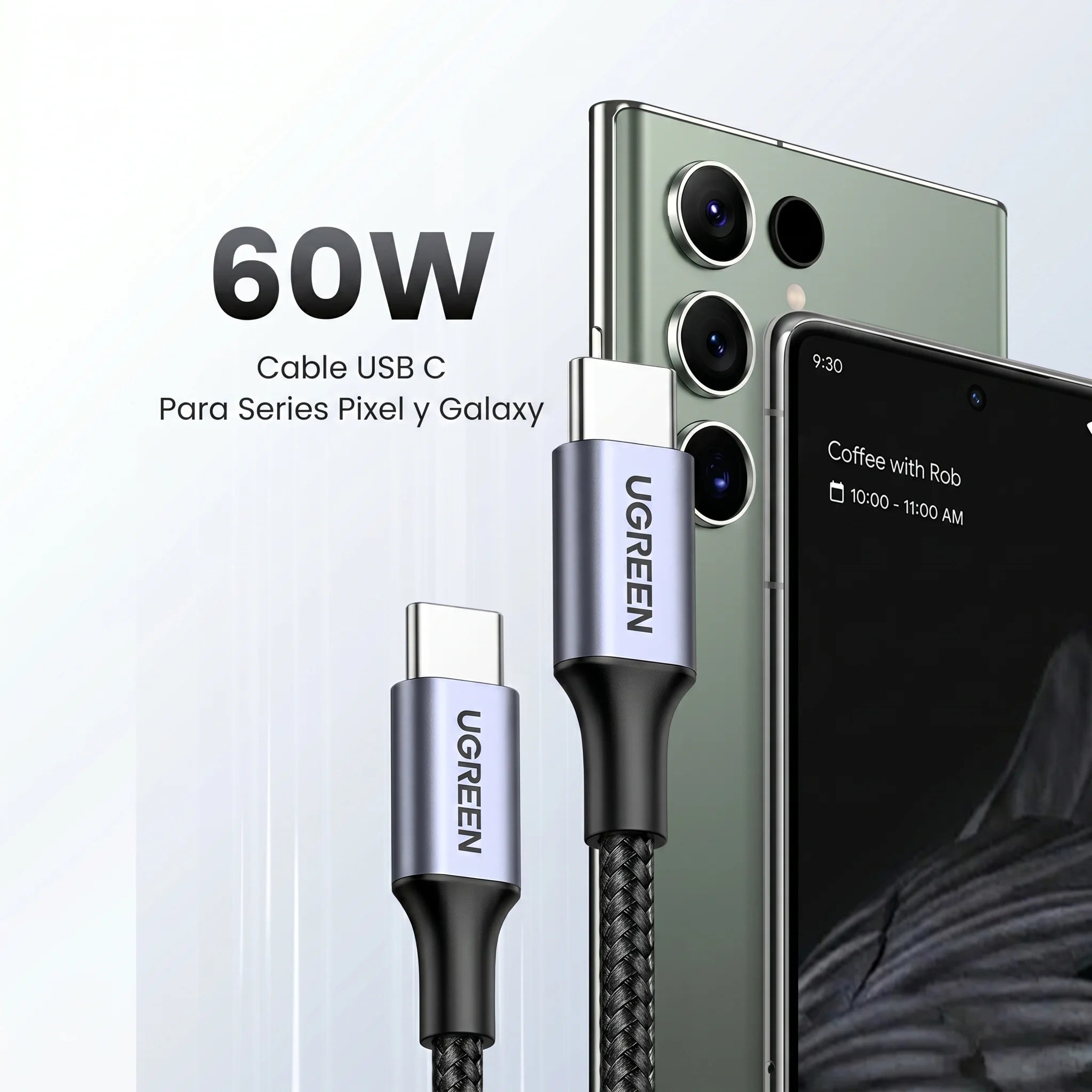 CABLE UGREEN USB-C A USB-C 1M 60W CARGA RÁPIDA - 7