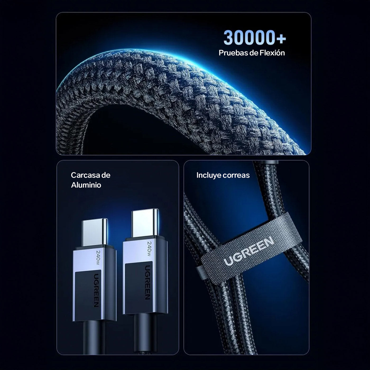 CABLE UGREEN USB-C A USB-C 1M 240W PD 3.1 - 5