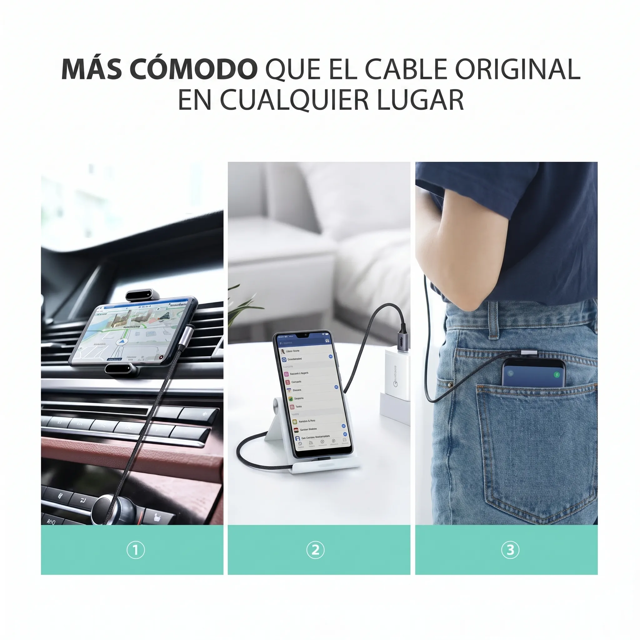 CABLE UGREEN USB-A A USB-C 1M 18W ANGULAR 90° NEGRO - 4