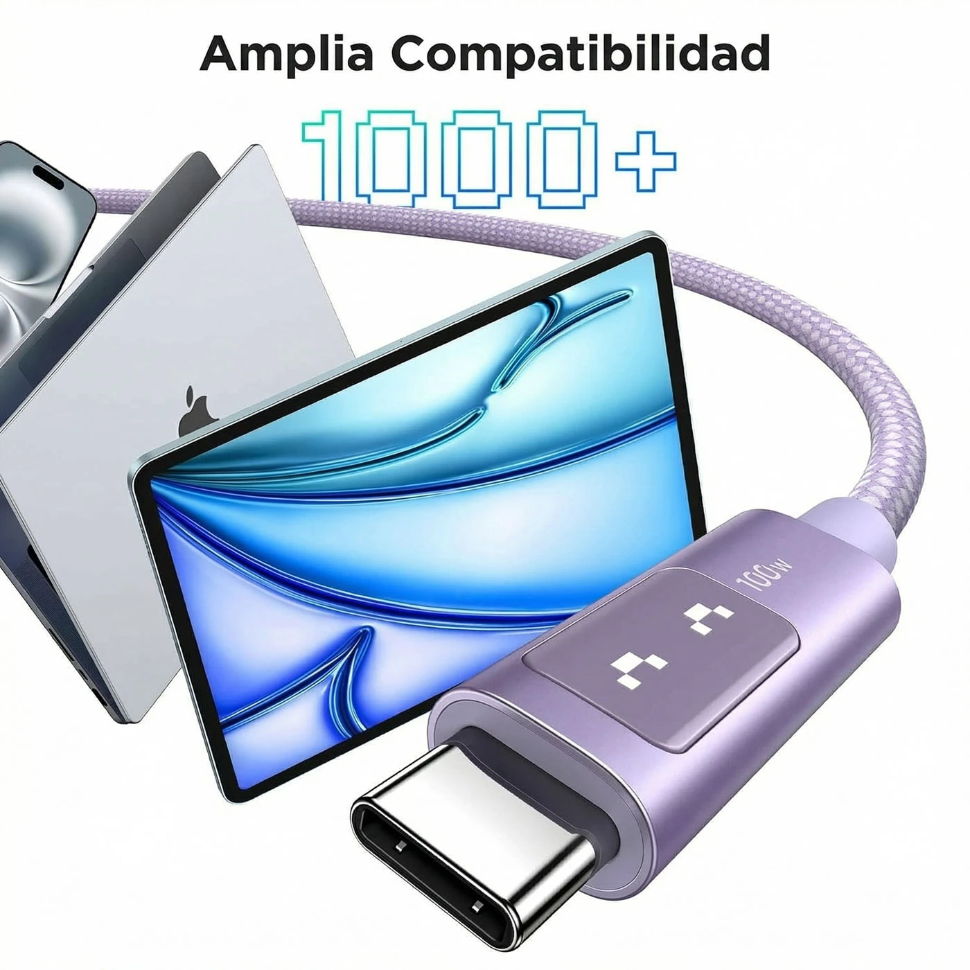 CABLE UGREEN UNO USB-C A USB-C 100W 1 METRO MORADO - 5