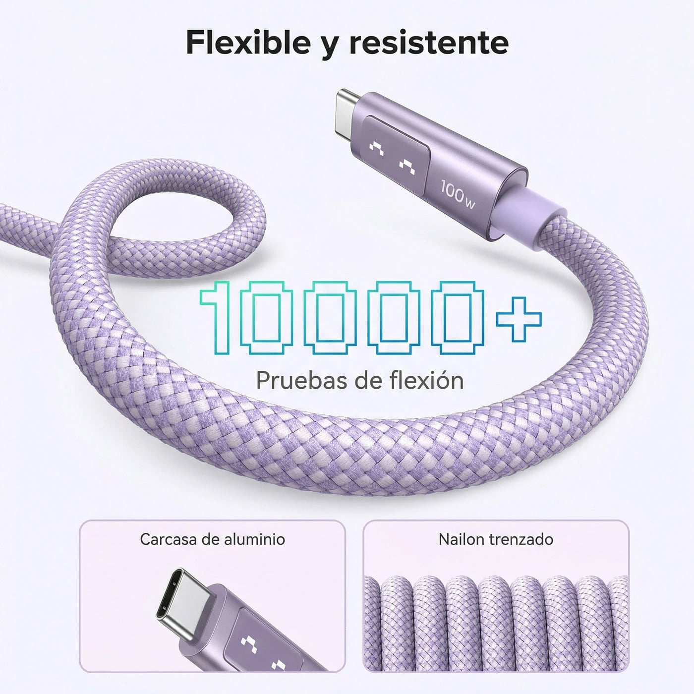 CABLE UGREEN UNO USB-C A USB-C 2M 100W MORADO - 7