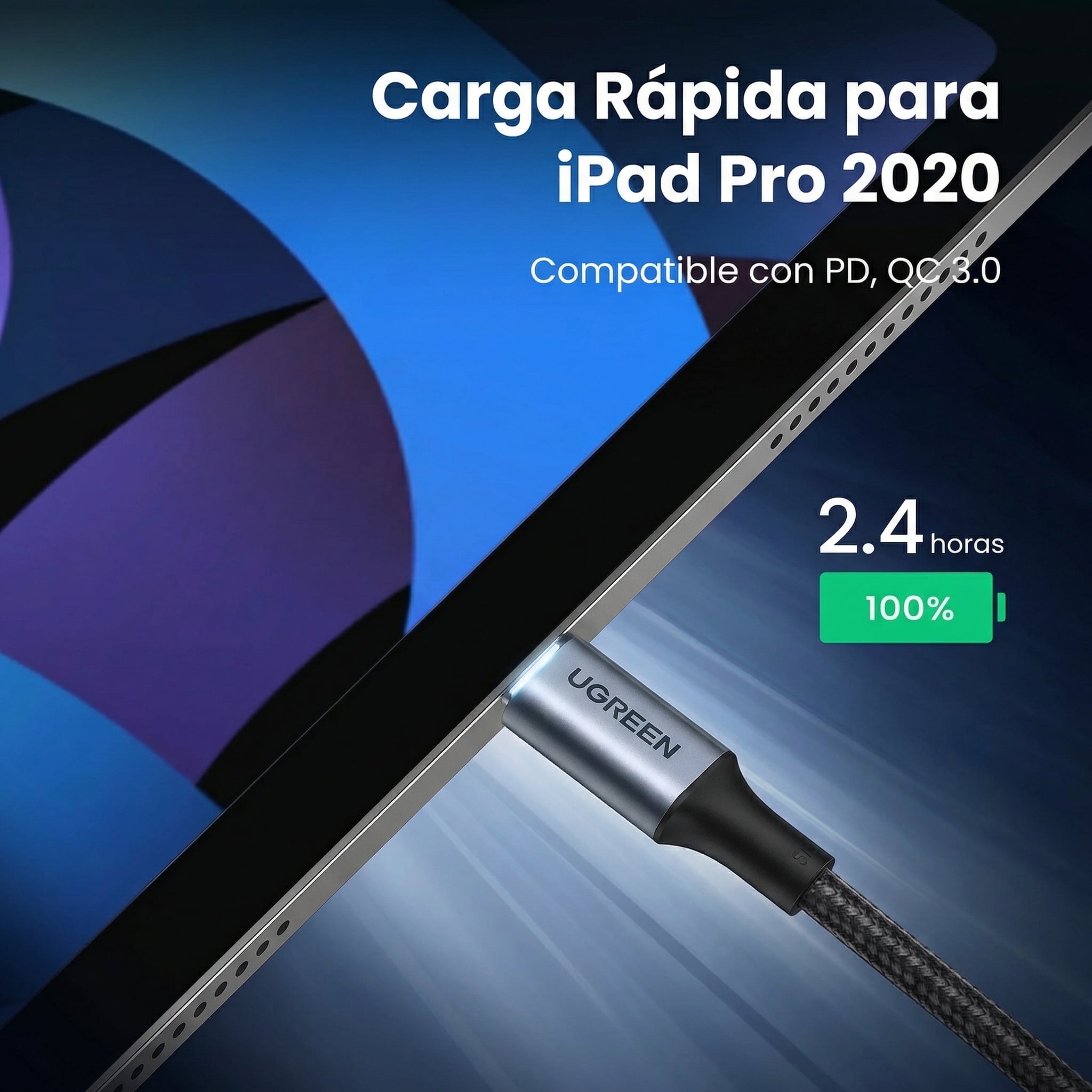 CABLE UGREEN USB-C A USB-C 2M 100W PD NEGRO - 3