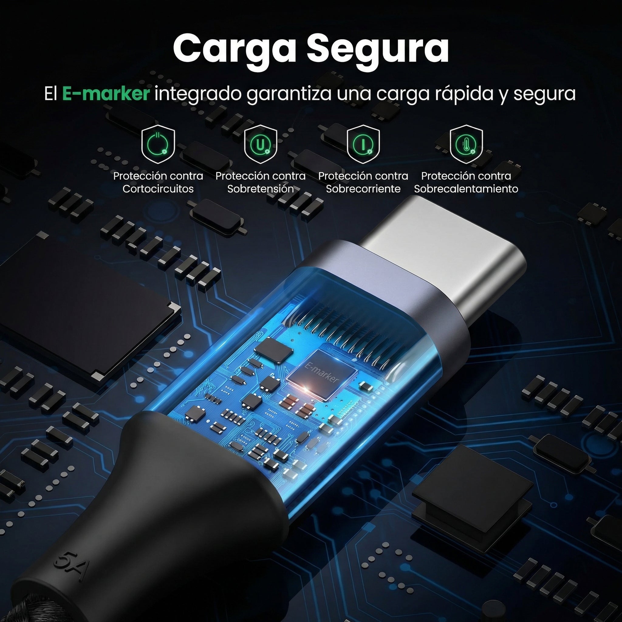 CABLE UGREEN USB-C A USB-C 2M 100W PD NEGRO - 7