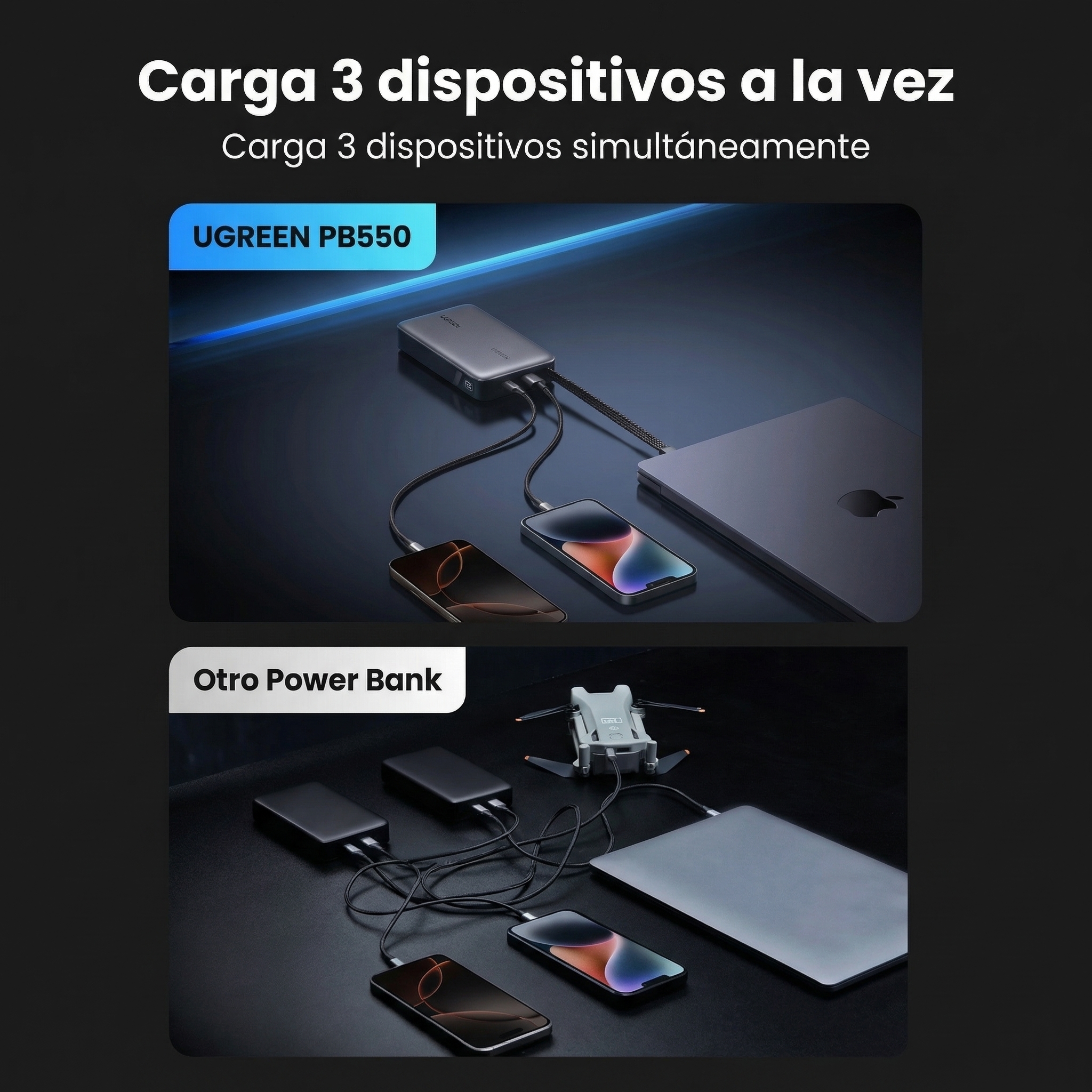 POWER BANK UGREEN NEXODE 20000MAH 67W CABLE USB-C RETRÁCTIL - 7