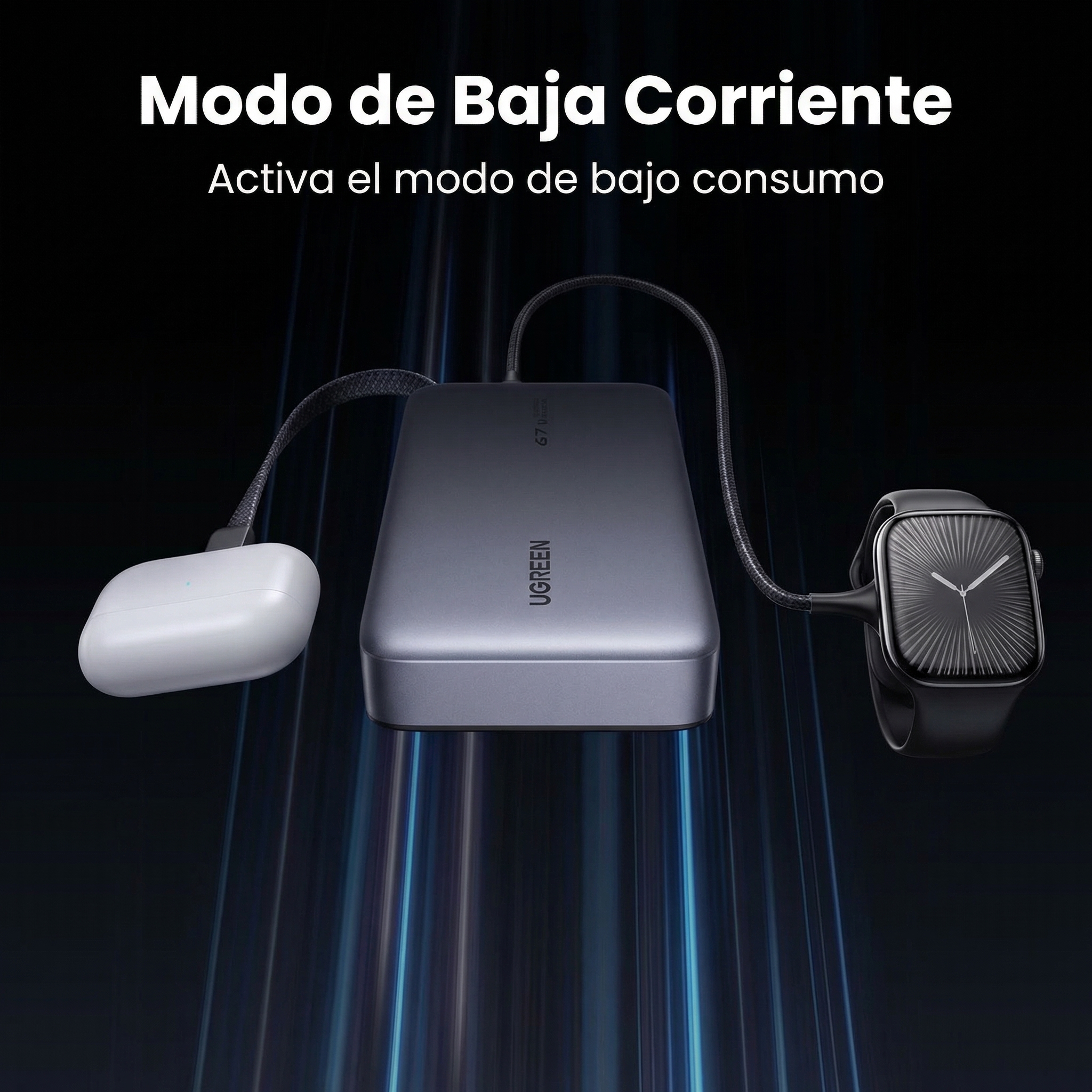 POWER BANK UGREEN NEXODE 20000MAH 67W CABLE USB-C RETRÁCTIL - 9