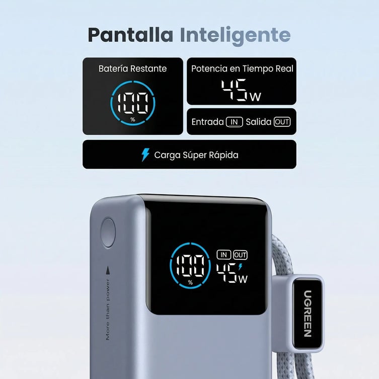 POWER BANK UGREEN NEXODE PRO 45W 10000MAH CABLE USB-C - 2