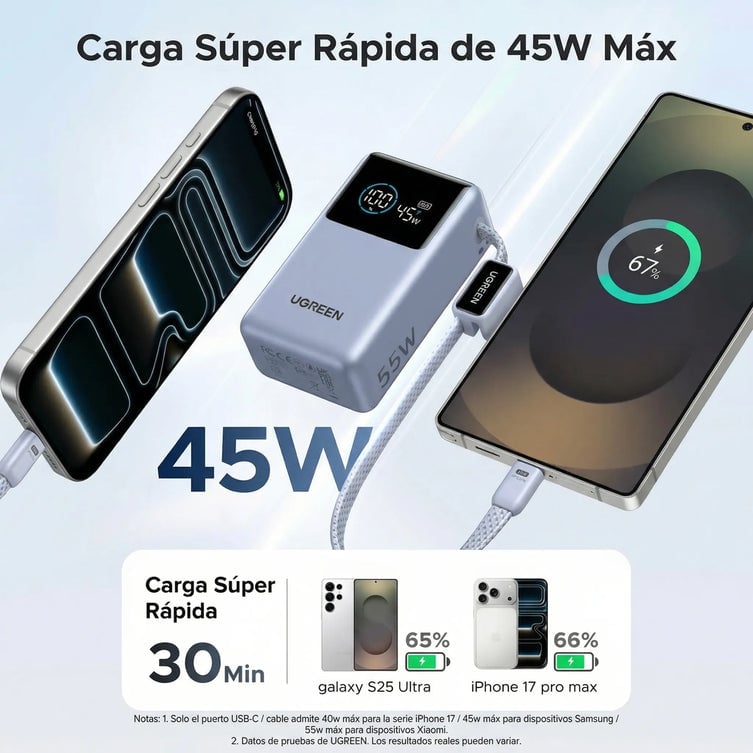POWER BANK UGREEN NEXODE PRO 45W 10000MAH CABLE USB-C - 4