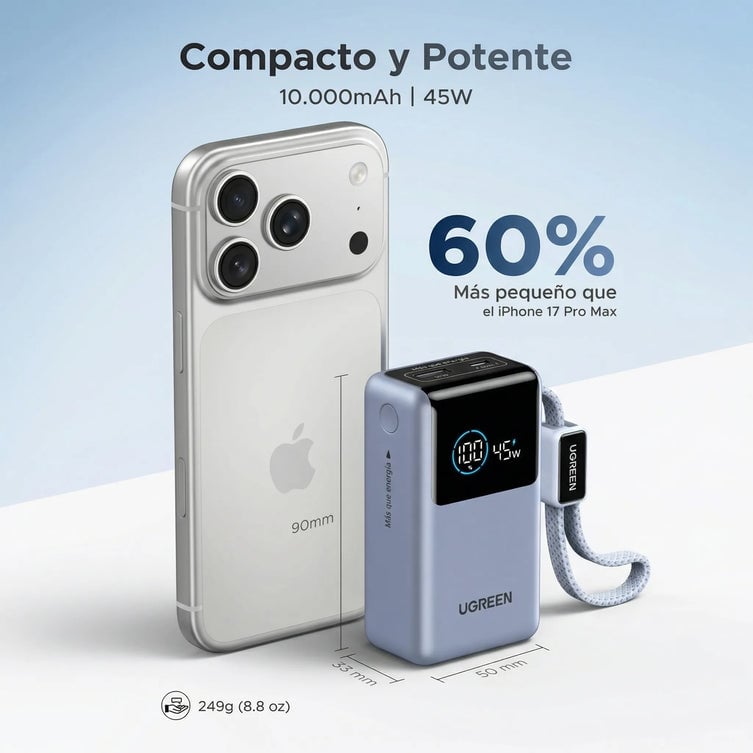 POWER BANK UGREEN NEXODE PRO 45W 10000MAH CABLE USB-C - 5