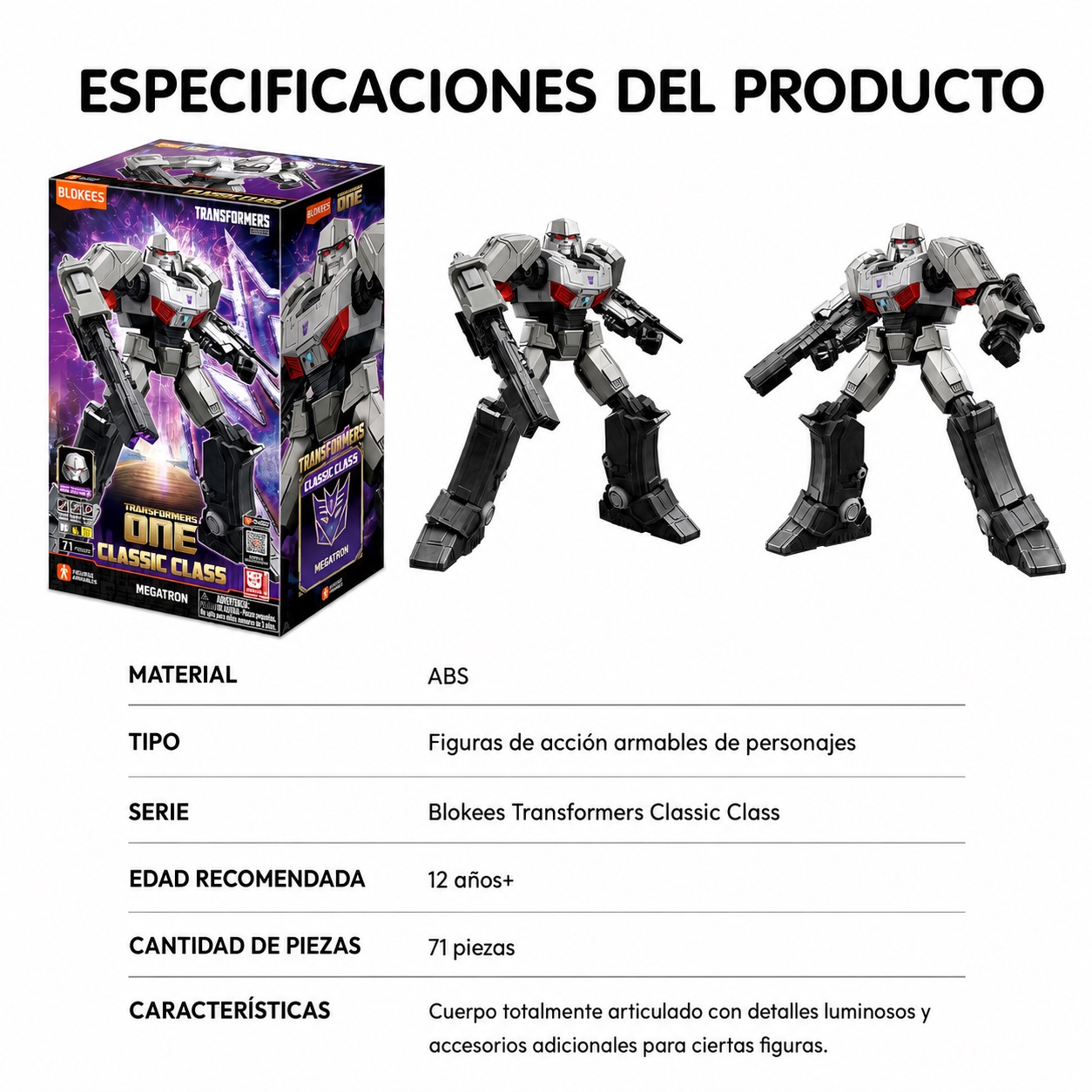 FIGURA COLECCIONABLE BLOKEES MEGATRON TRANSFORMERS CLASSIC CLASS 12 - 5