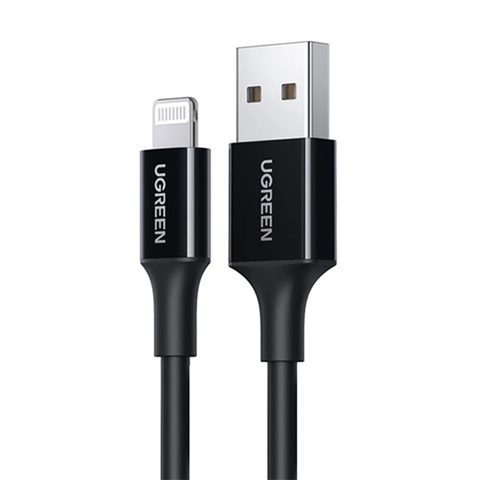 CABLE UGREEN USB-A 1 METRO LIGHTNING MFI 2.4A - NEGRO - 1