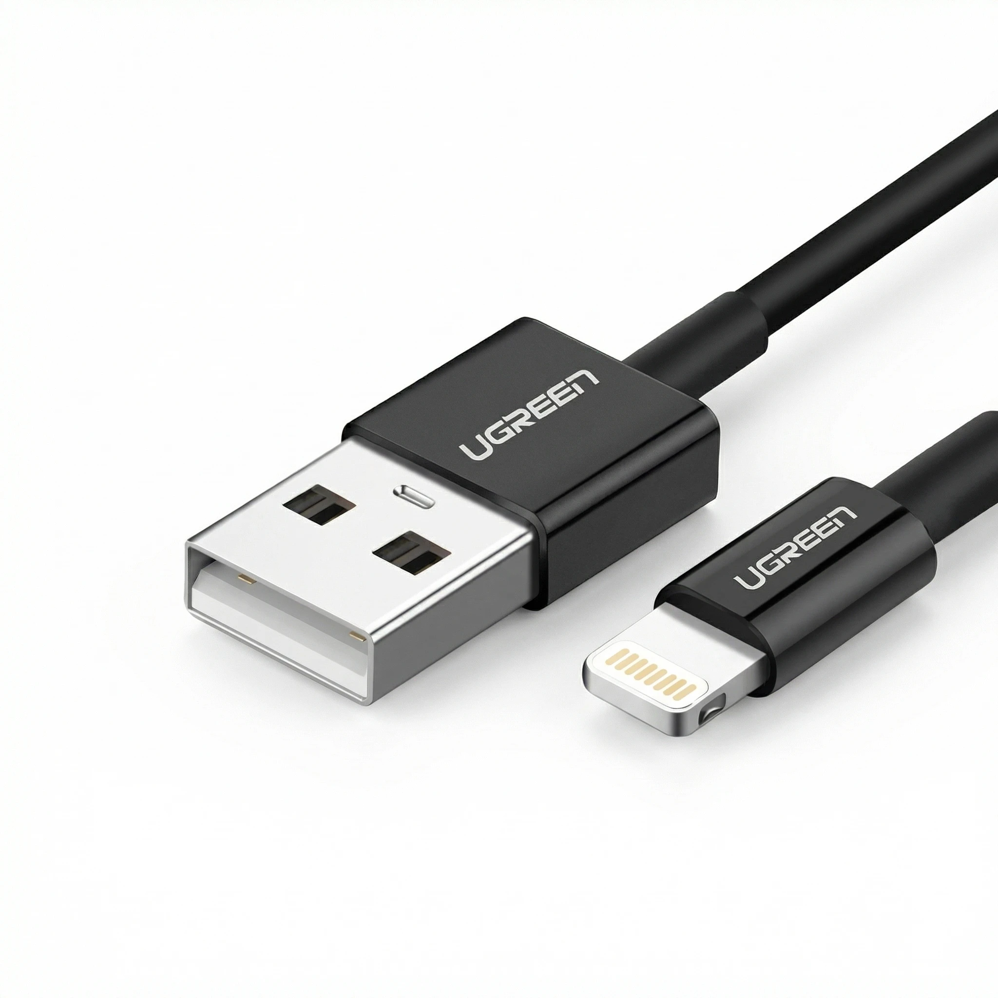 CABLE UGREEN USB-A 1 METRO LIGHTNING MFI 2.4A - NEGRO - 2