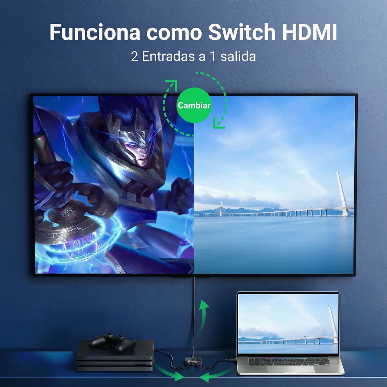SWITCH HDMI UGREEN BIDIRECCIONAL 2 EN 1 4K 60HZ - 4
