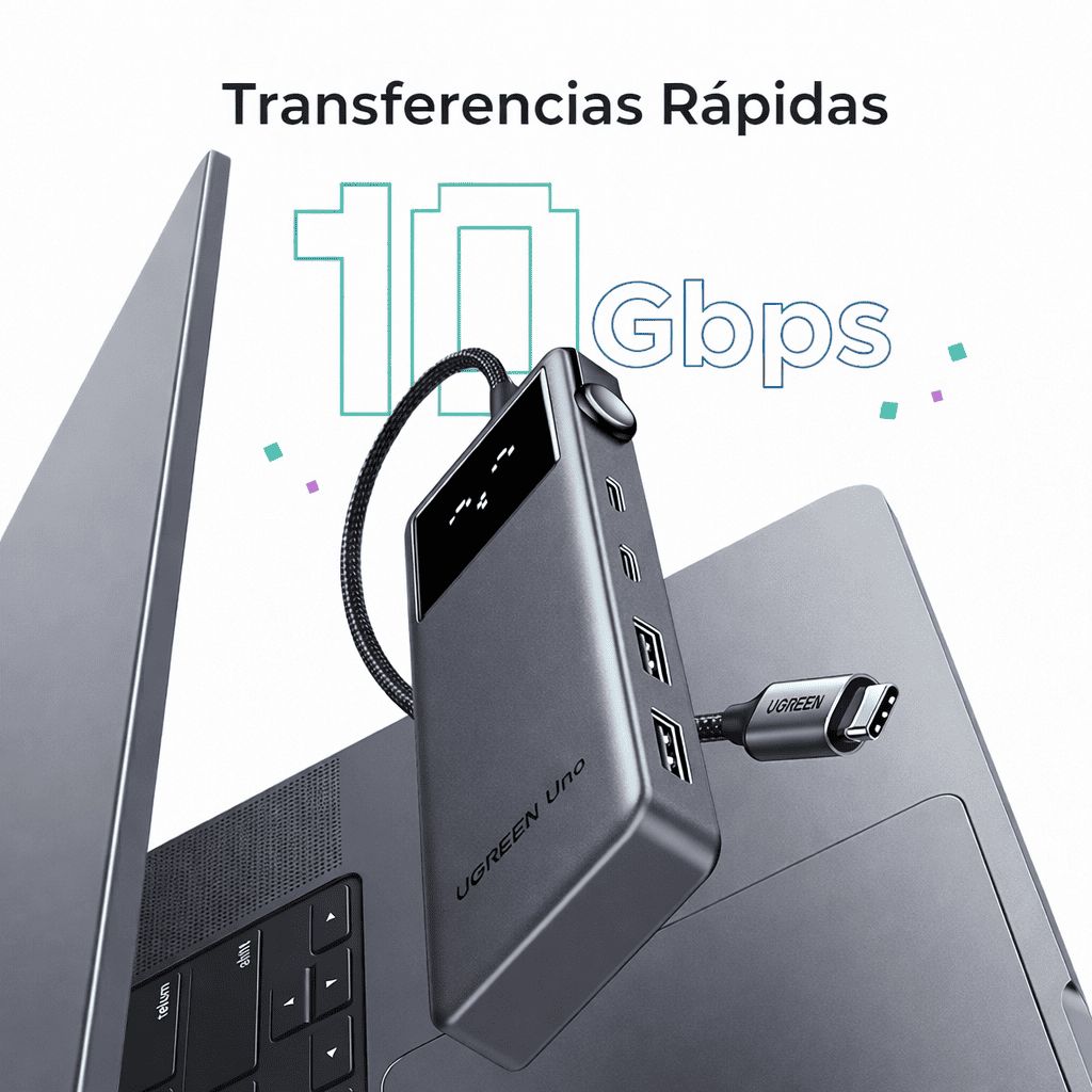 ADAPTADOR HUB 6 EN 1 MULTI PUERTOS 10GBPS HDMI 4K@60HZ USB-C USB-A PARA LAPTOP MACBOOK - 3