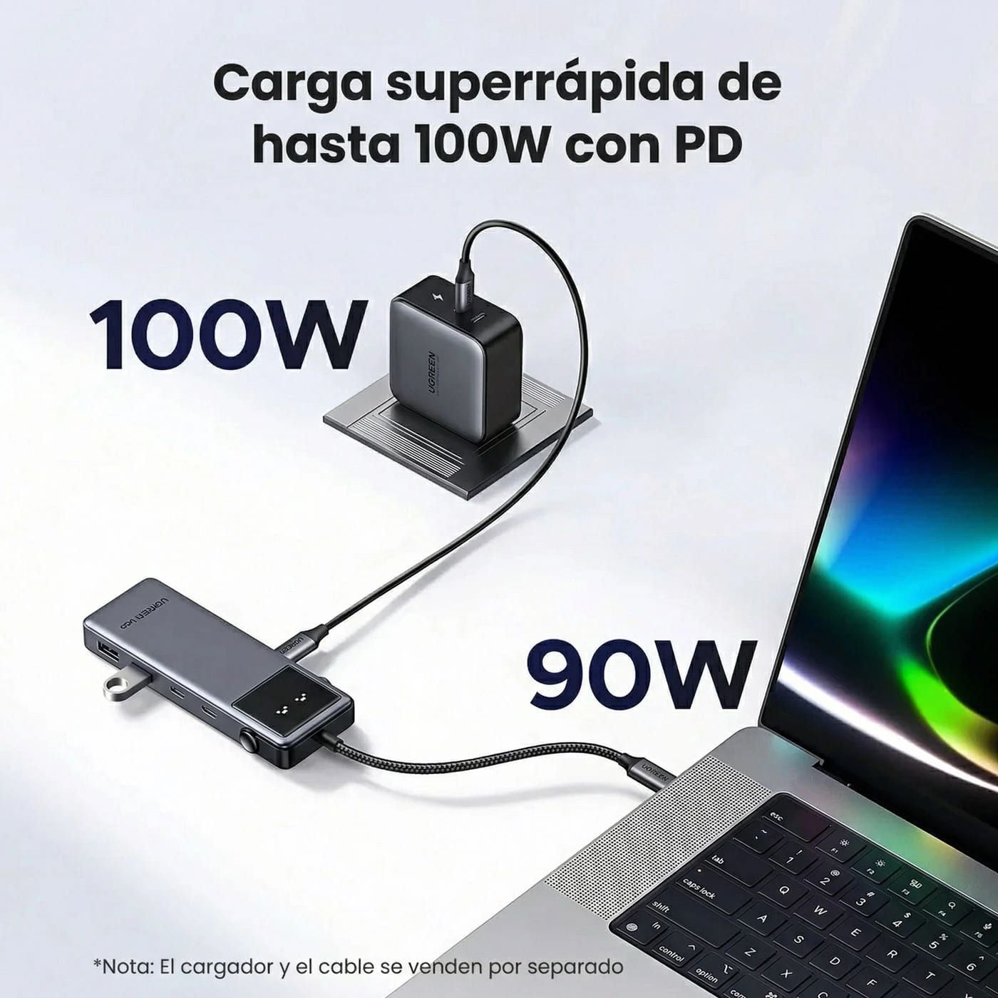 ADAPTADOR HUB 6 EN 1 MULTI PUERTOS 10GBPS HDMI 4K@60HZ USB-C USB-A PARA LAPTOP MACBOOK - 6