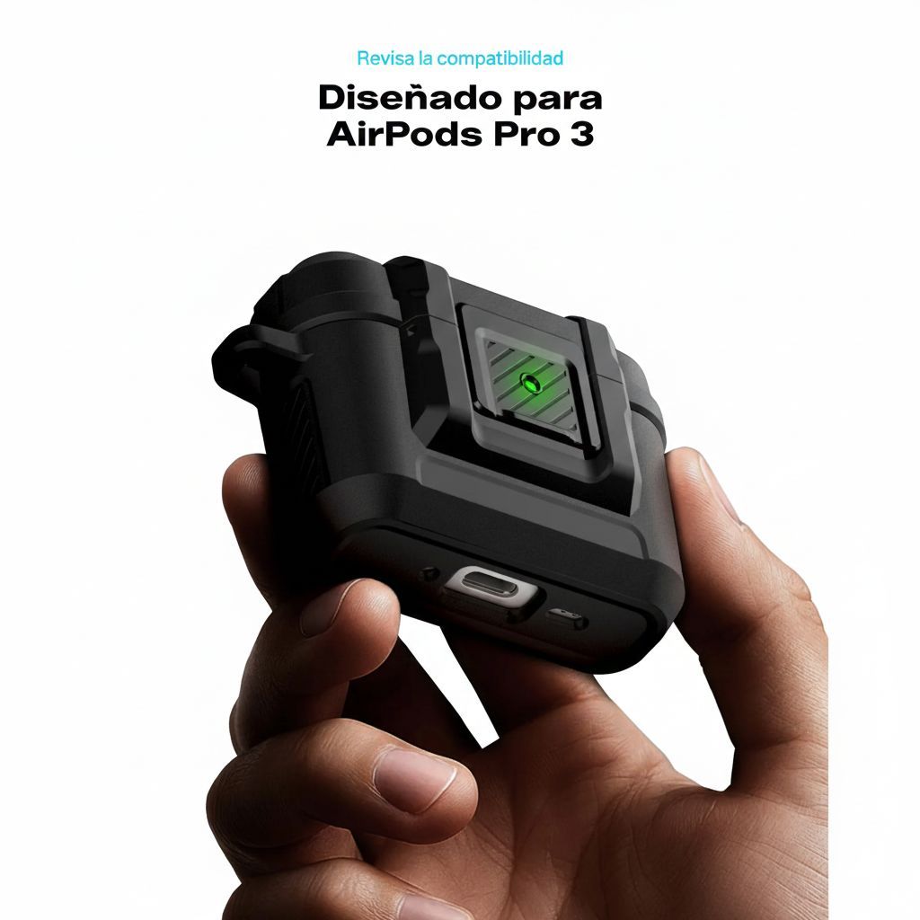 FUNDA AIRPODS PRO 3 SPIGEN LOCK FIT ANTI-IMPACTOS NEGRO - 3