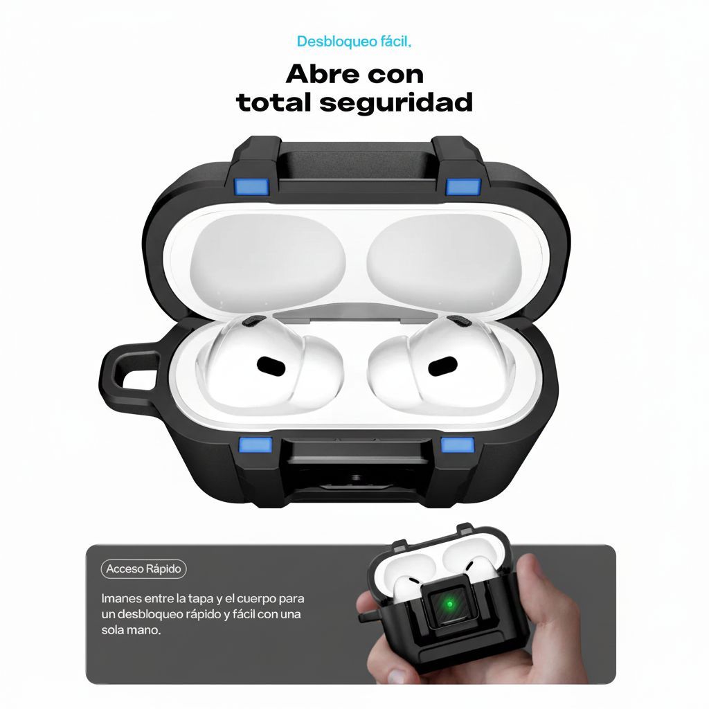 FUNDA AIRPODS PRO 3 SPIGEN LOCK FIT ANTI-IMPACTOS NEGRO - 4