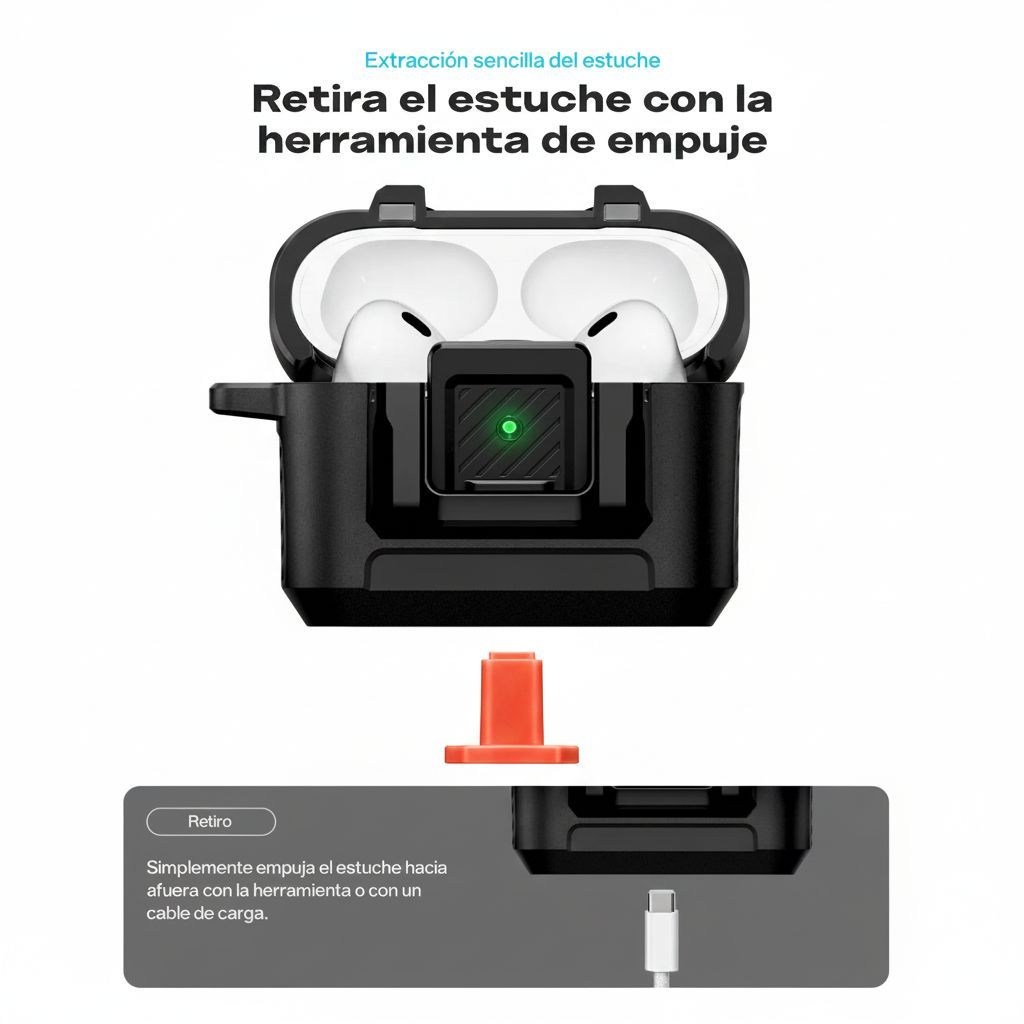FUNDA AIRPODS PRO 3 SPIGEN LOCK FIT ANTI-IMPACTOS NEGRO - 7