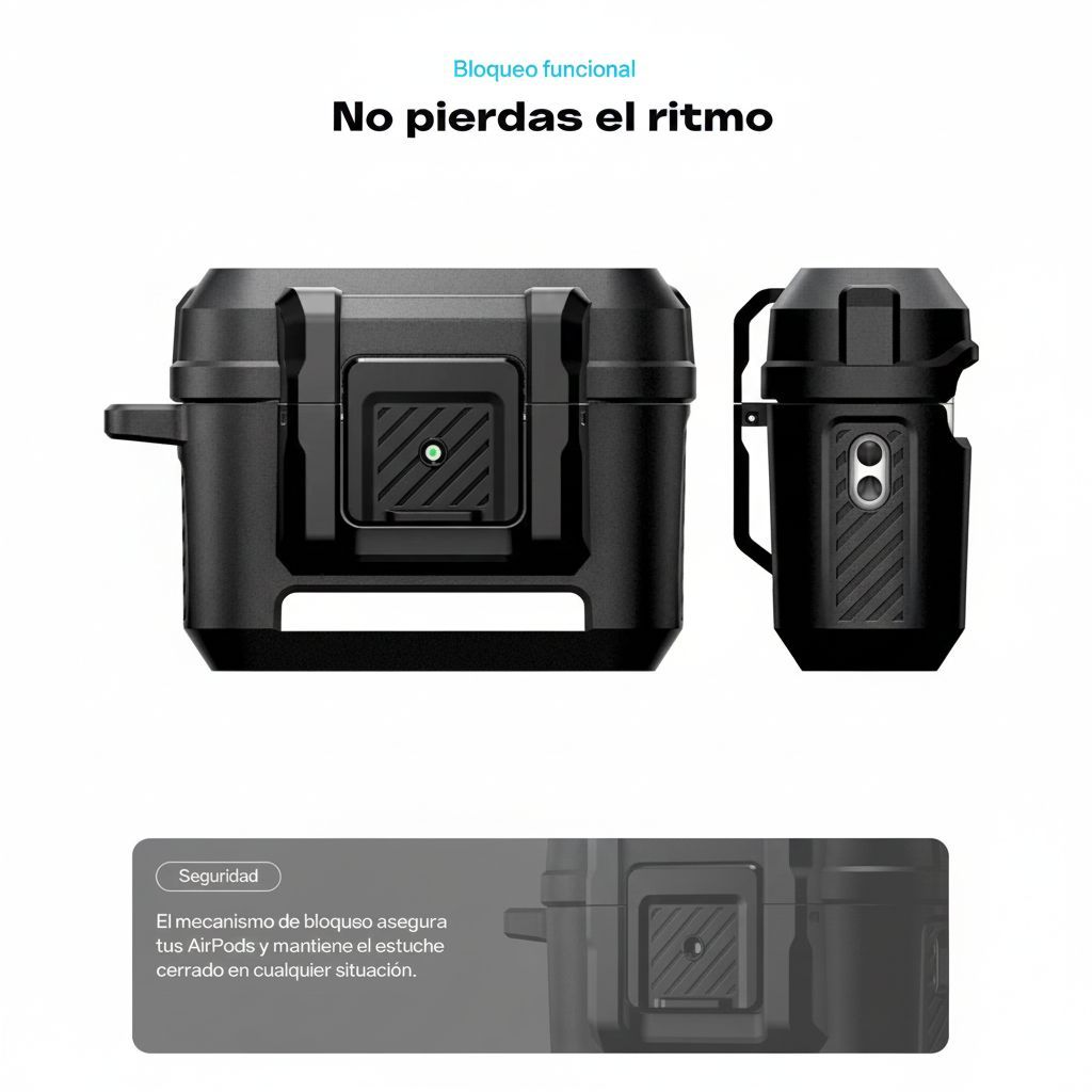 FUNDA AIRPODS PRO 3 SPIGEN LOCK FIT ANTI-IMPACTOS NEGRO - 8