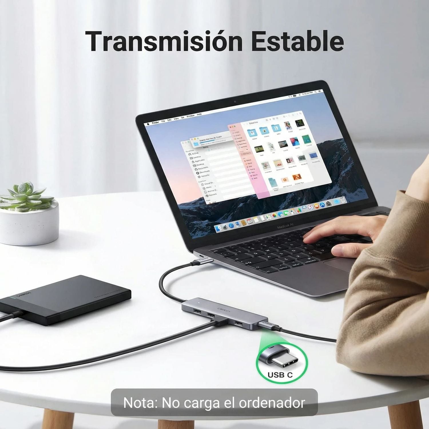 ADAPTADOR HUB UGREEN USB-C 4 PUERTOS USB-A 3.0 5GBPS OTG PLUG AND PLAY - 3