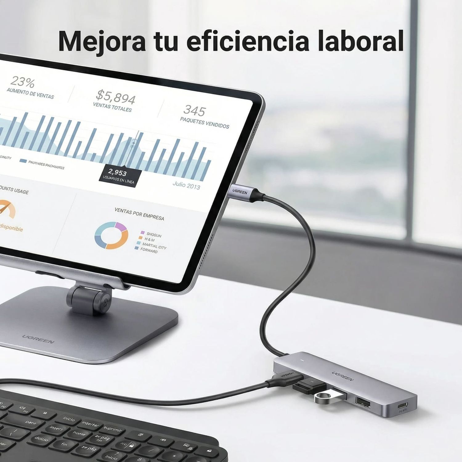 ADAPTADOR HUB UGREEN USB-C 4 PUERTOS USB-A 3.0 5GBPS OTG PLUG AND PLAY - 4