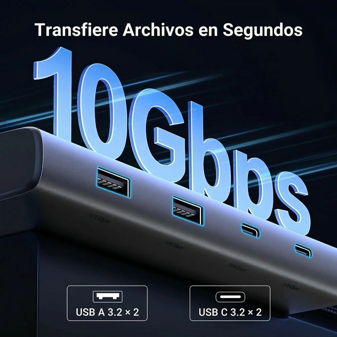 ADAPTADOR HUB UGREEN USB-C 8 EN 1 CON PUERTOS HDMI DISPLAYPORT USB-C USB-A PD 100W - 4