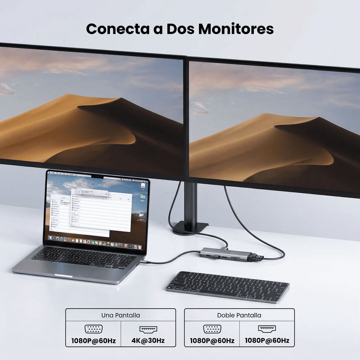 ADAPTADOR HUB UGREEN USB-C 10 EN 1 HDMI 4K VGA RJ45 TARJETAS SD TF CARGA RAPIDA 100W - 5